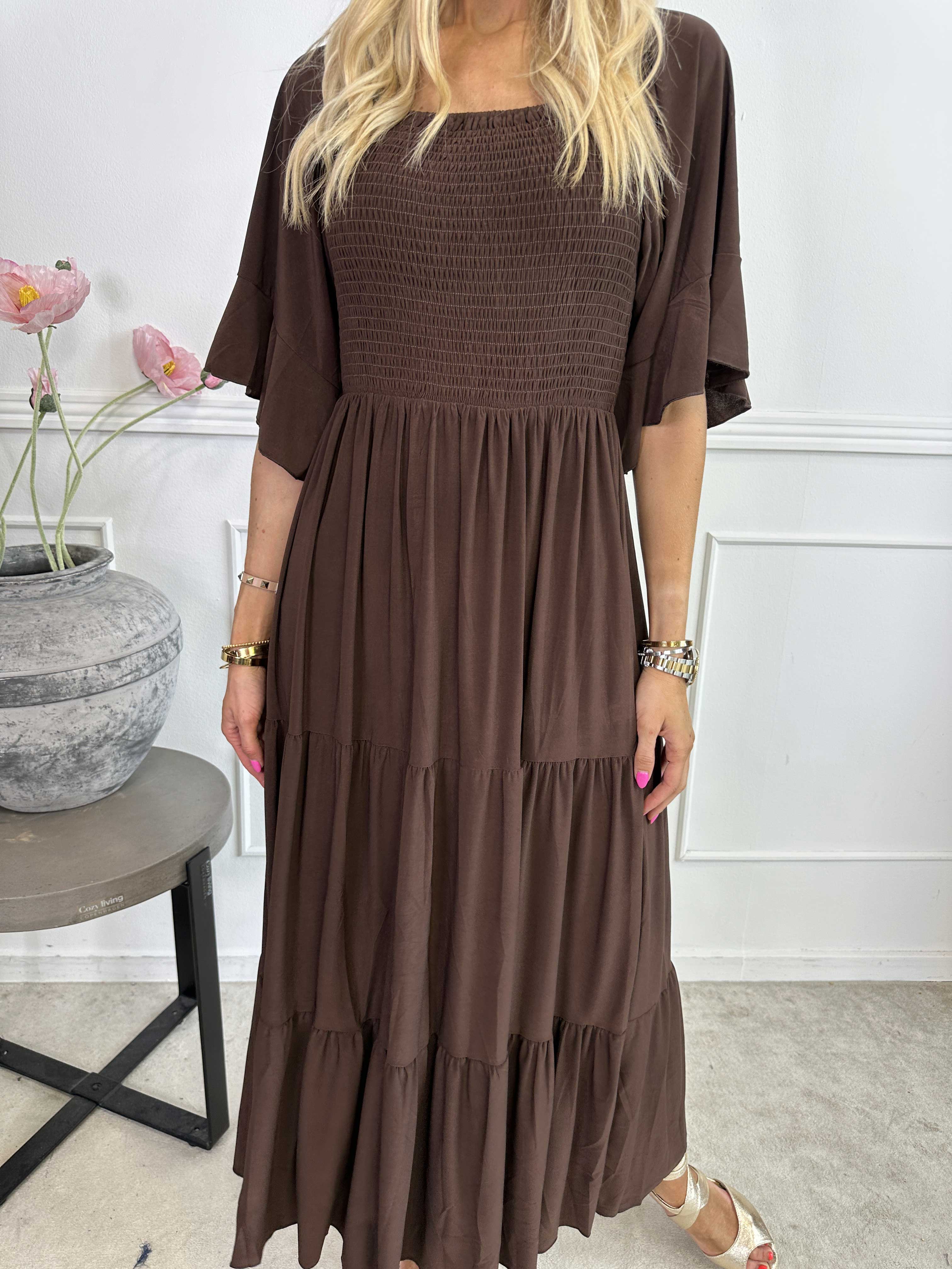 Elna Plain - Lång elastisk plain klänning med resår över bysten