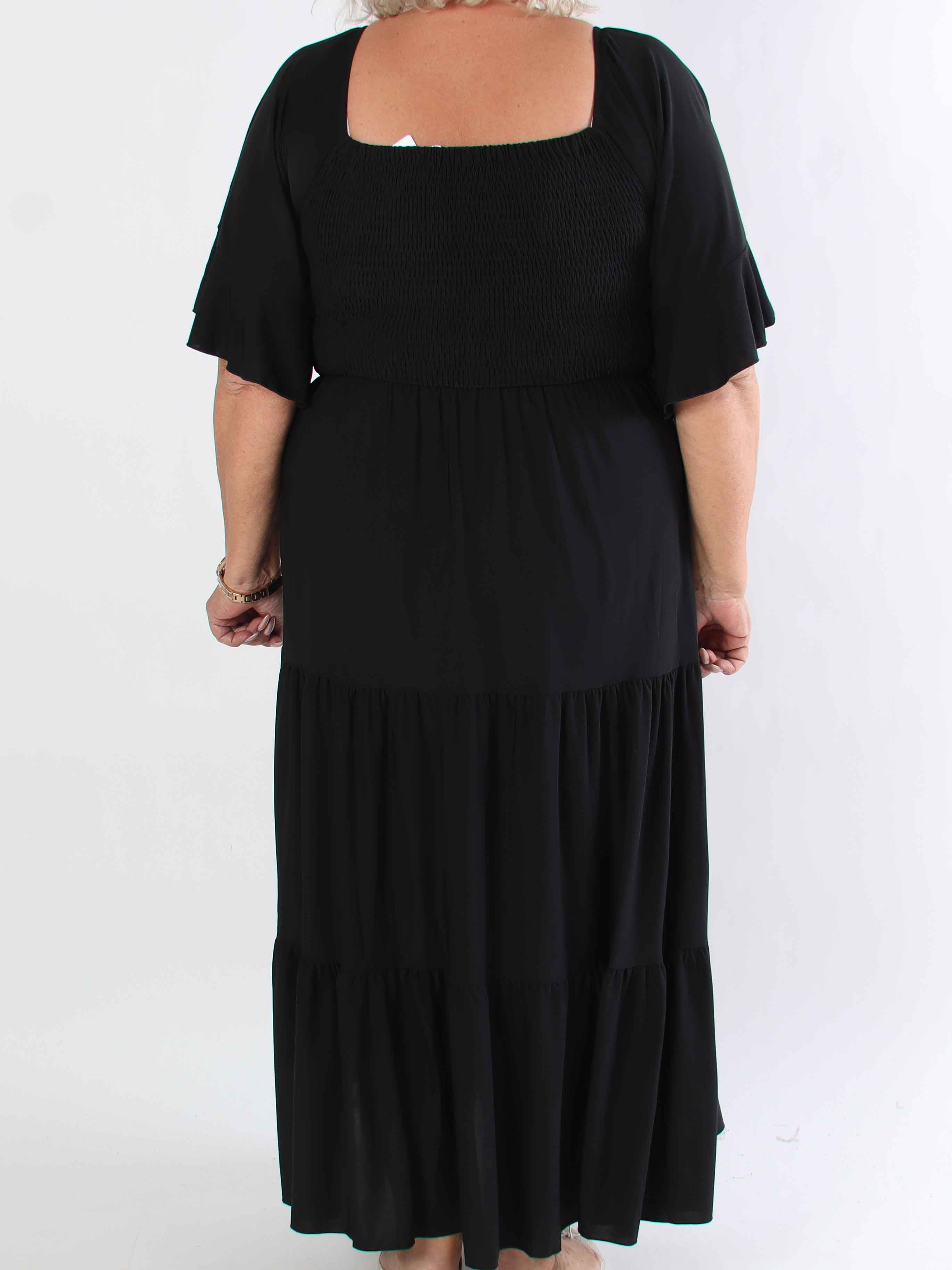 Elna Plain - Elastisk plain plus size klänning med resår över bystet