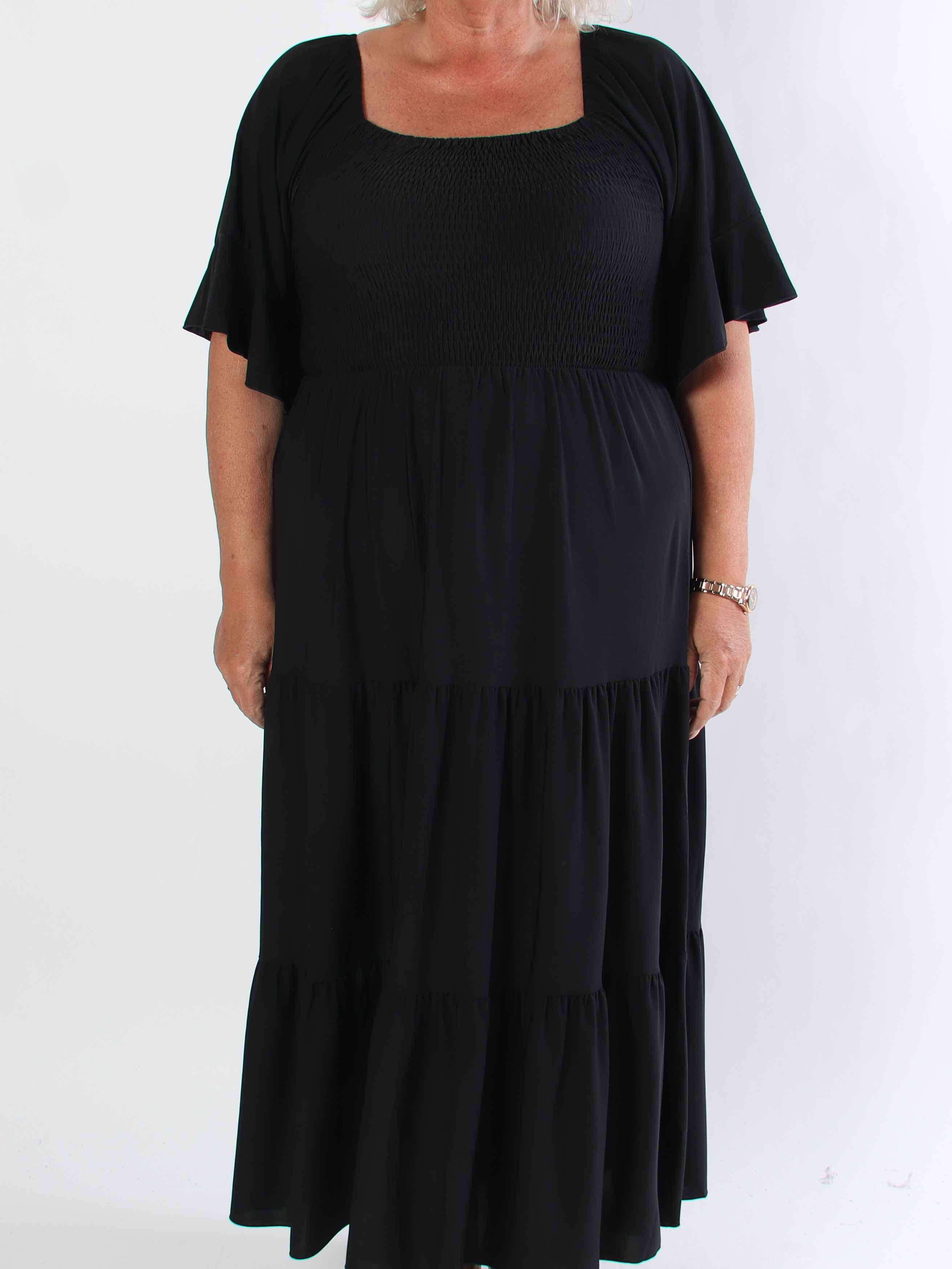 Elna Plain - Elastisk plain plus size klänning med resår över bystet