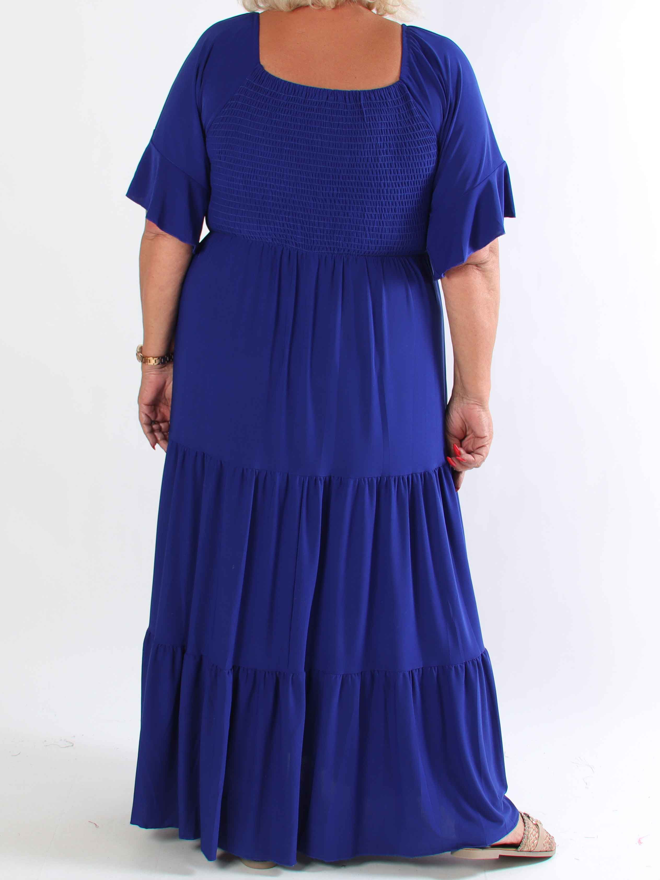 Elna Plain - Elastisk plain plus size klänning med resår över bystet