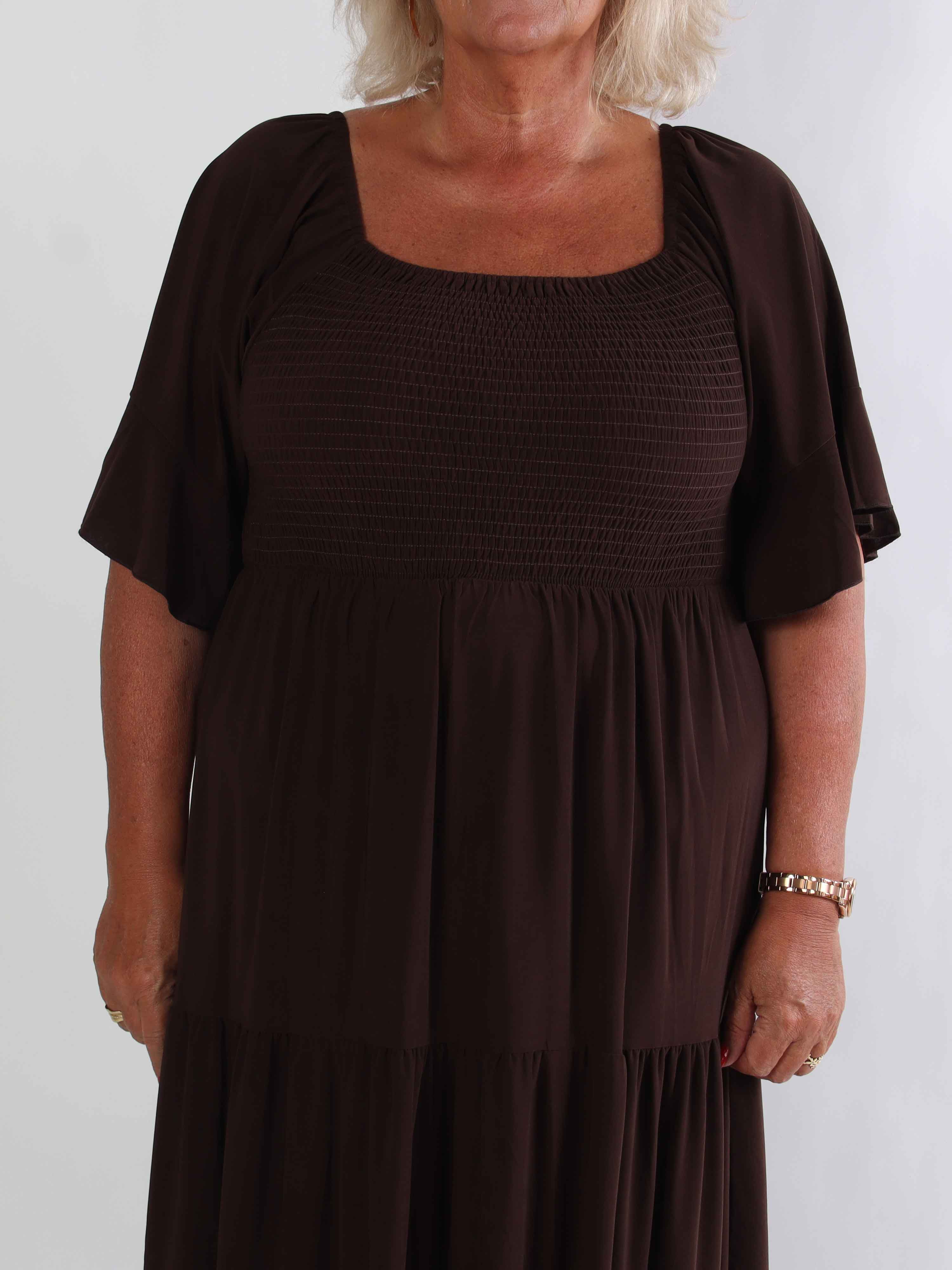 Elna Plain - Elastisk plain plus size klänning med resår över bystet