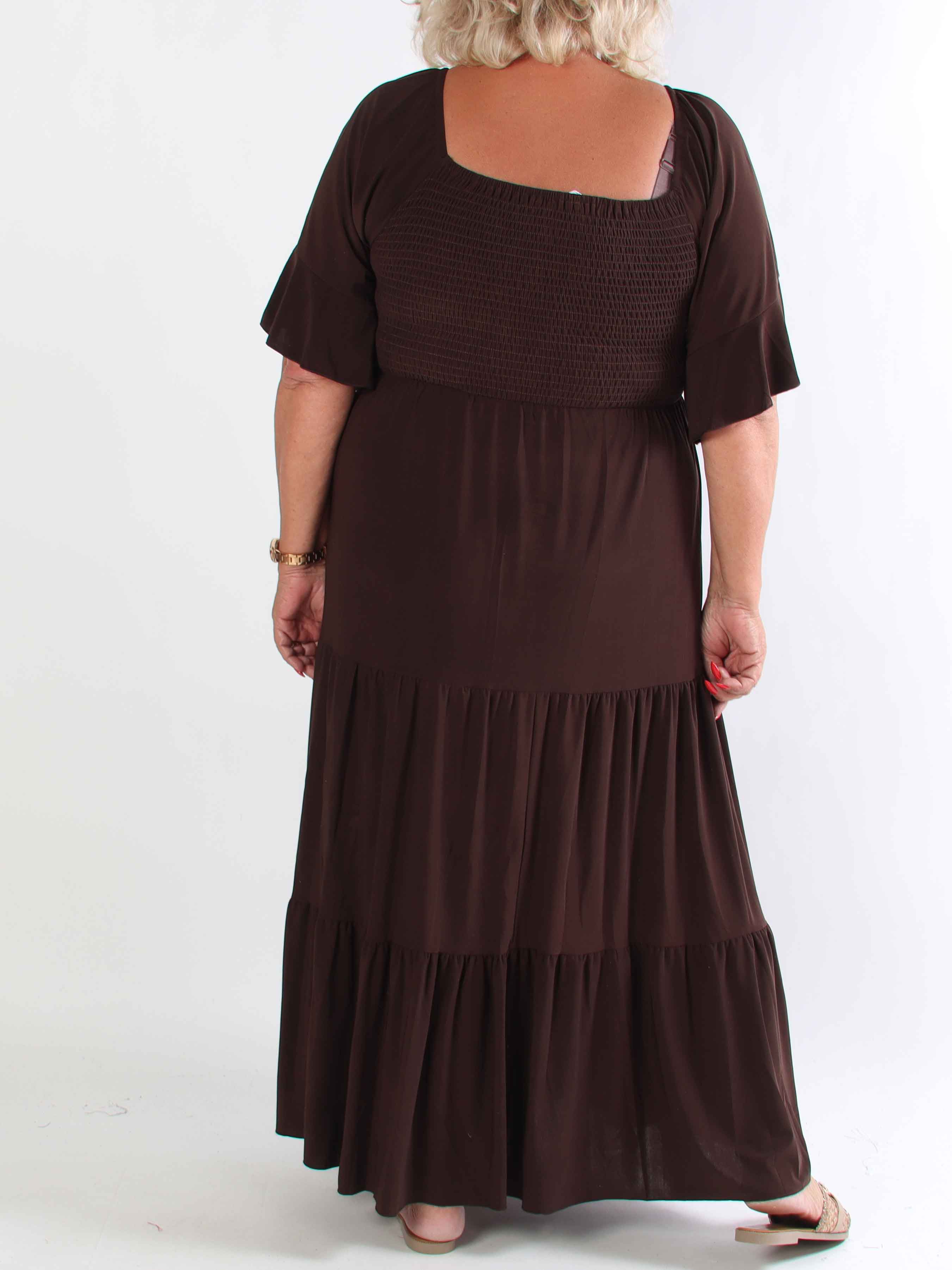 Elna Plain - Elastisk plain plus size klänning med resår över bystet