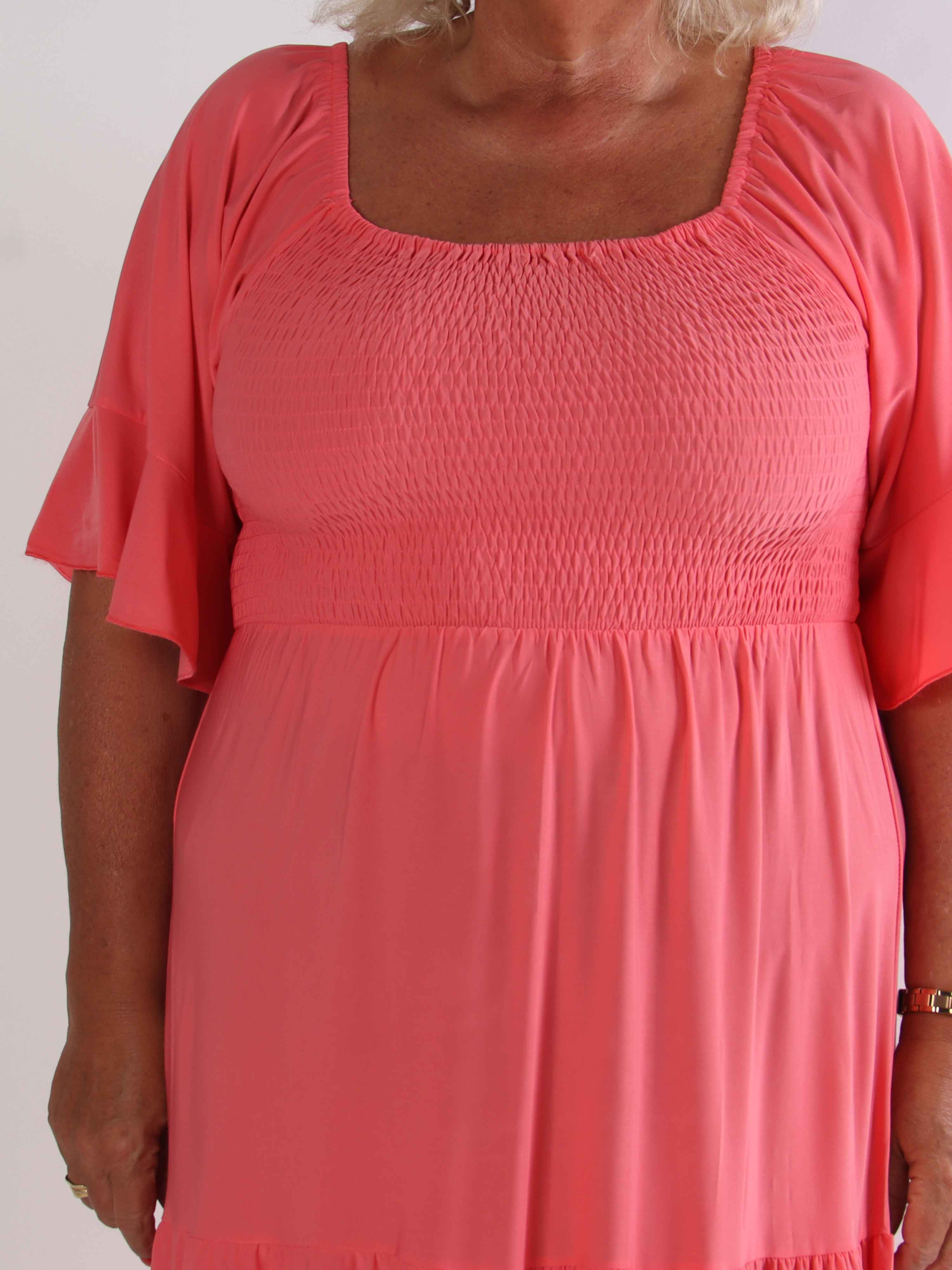 Elna Plain - Elastisk plain plus size klänning med resår över bystet