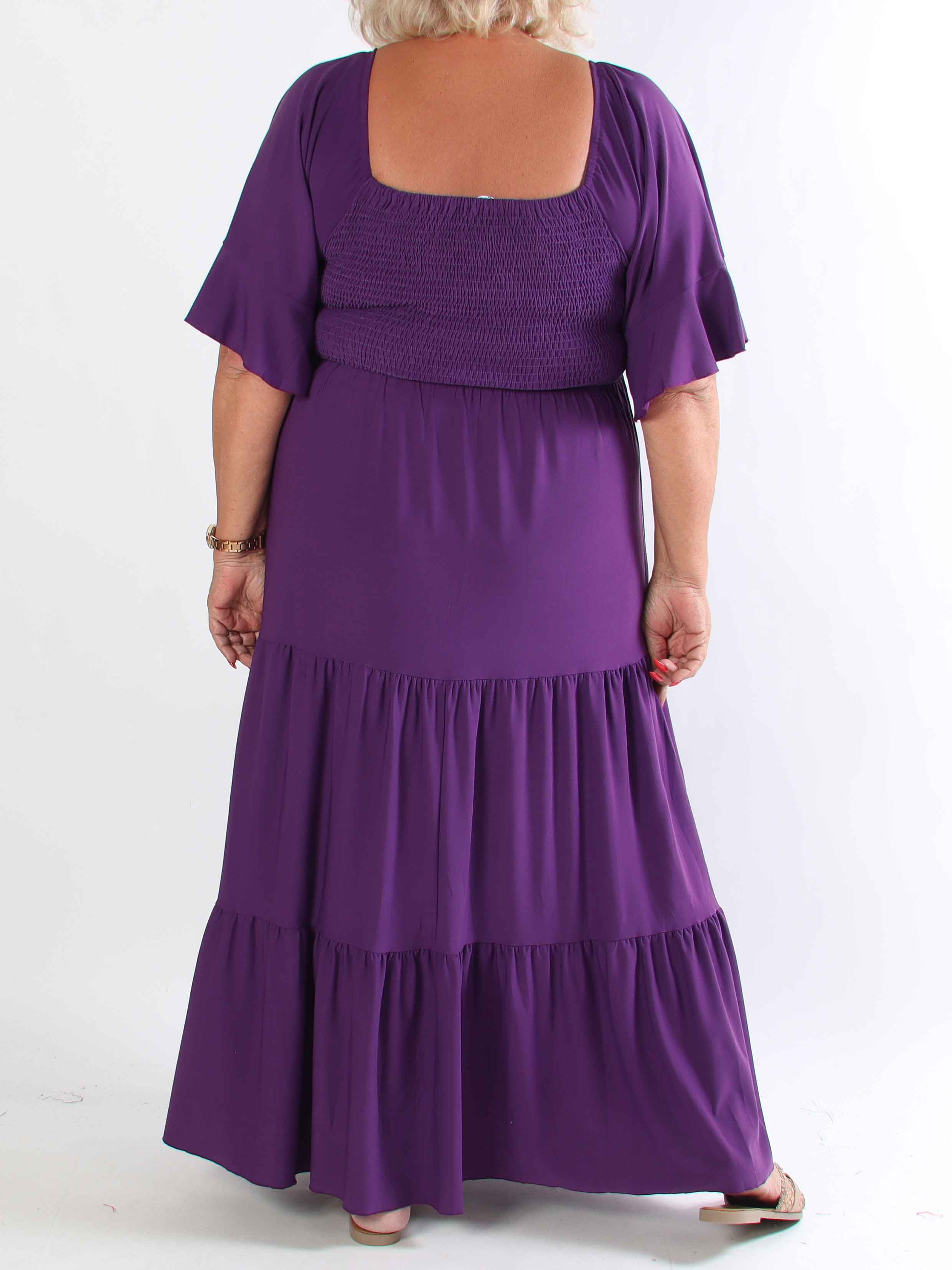 Elna Plain - Elastisk plain plus size klänning med resår över bystet