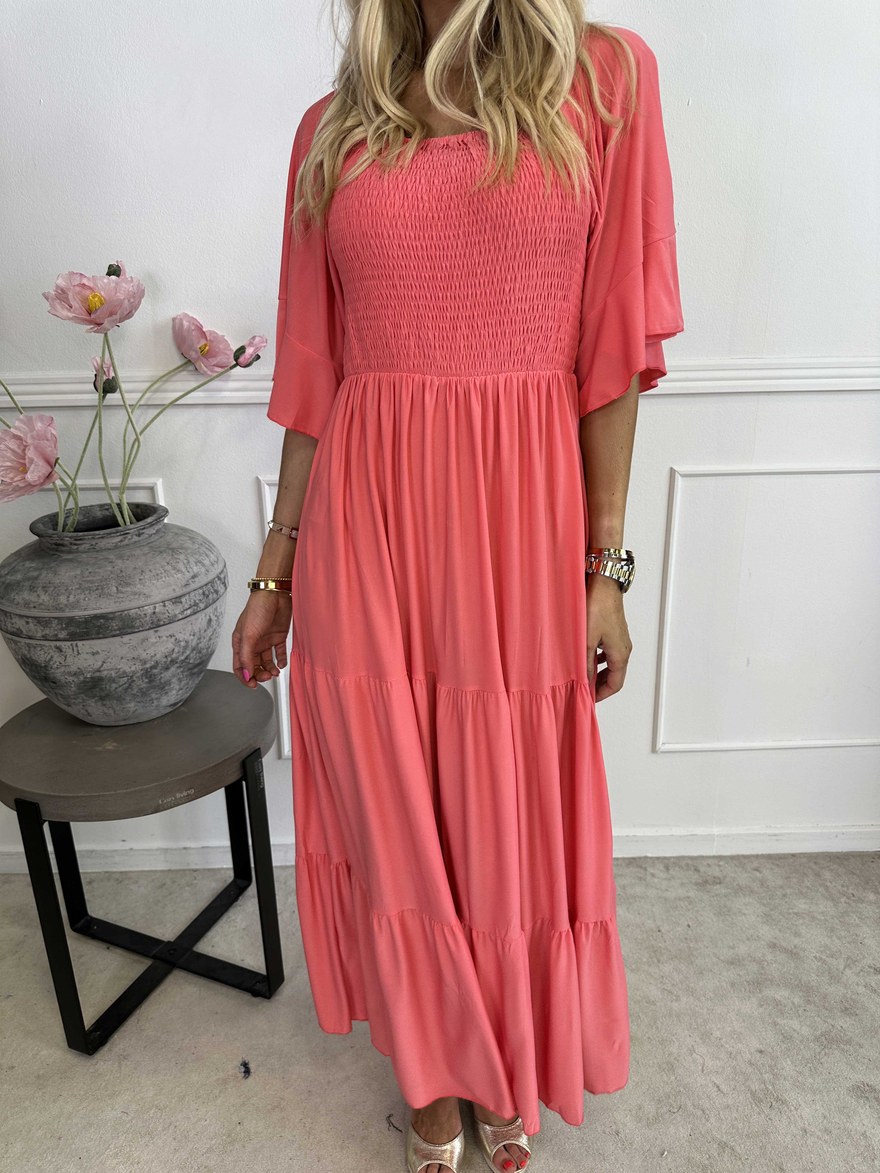 Elna Plain - Lång elastisk plain klänning med resår över bysten