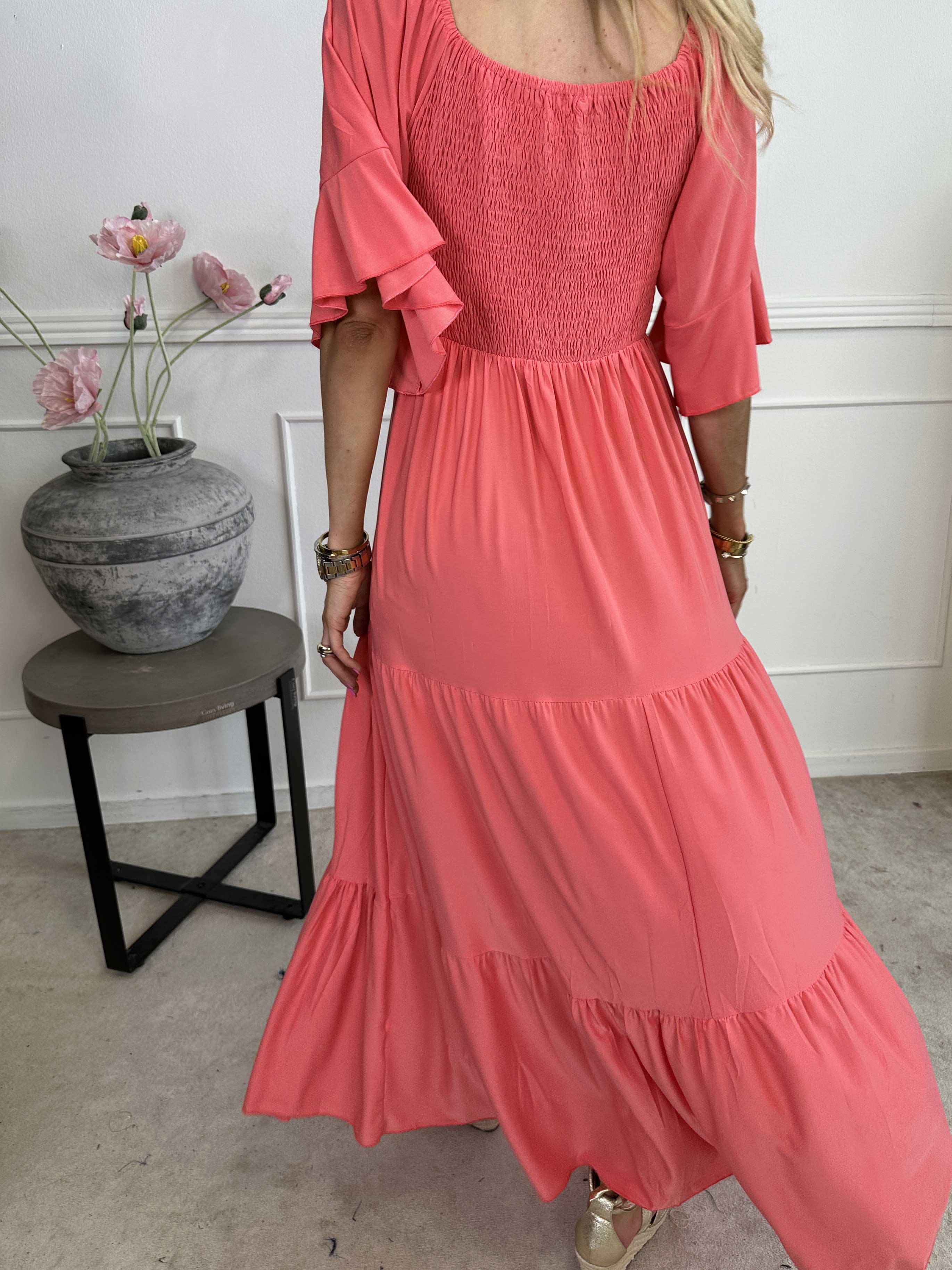 Elna Plain - Lång elastisk plain klänning med resår över bysten