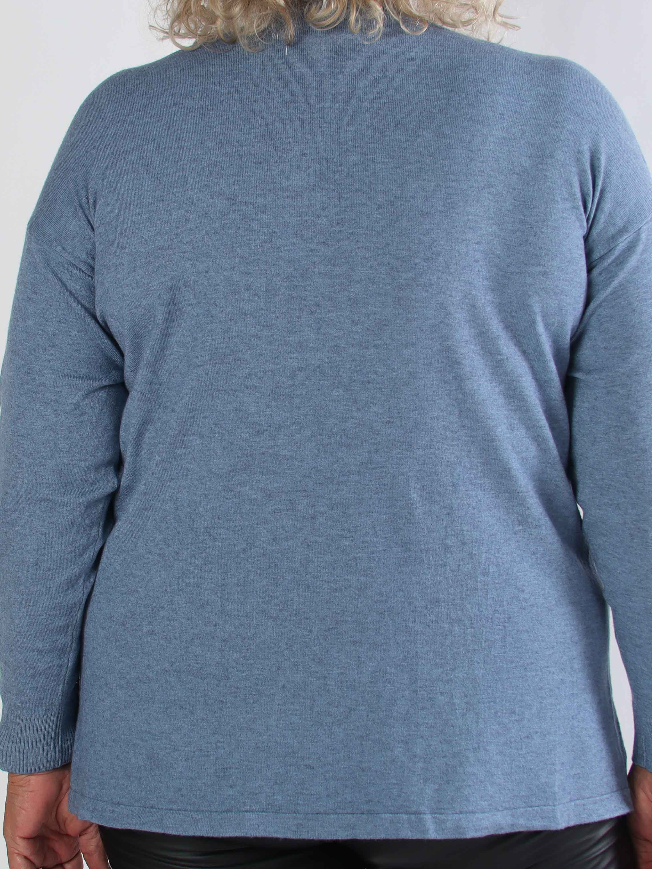 Ellrun - Plus size tröja med sicksackmönster av strass nedtill