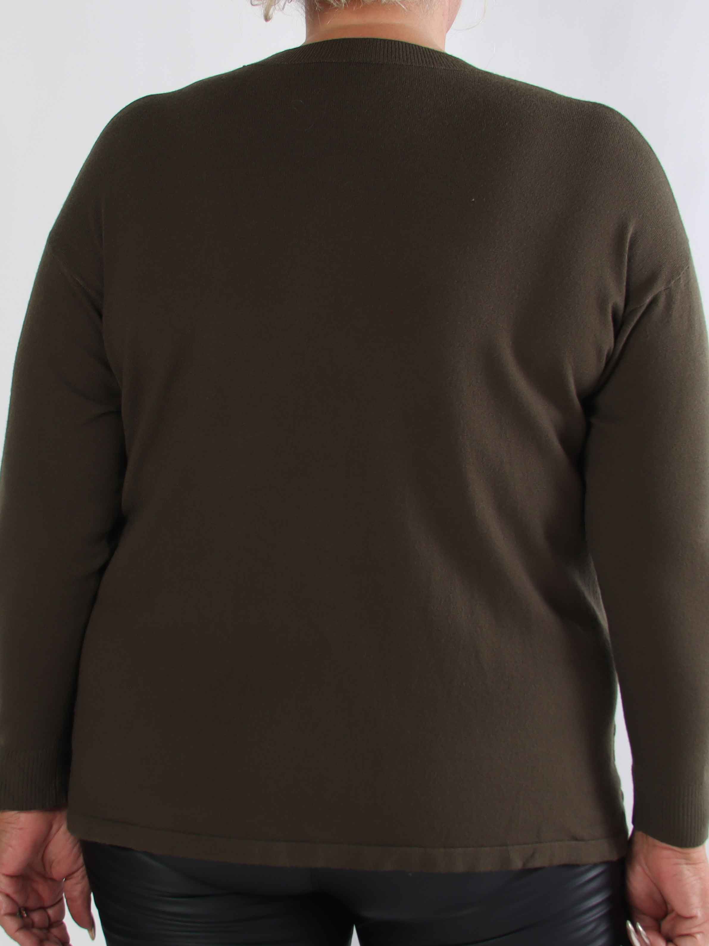 Ellrun - Plus size tröja med sicksackmönster av strass nedtill