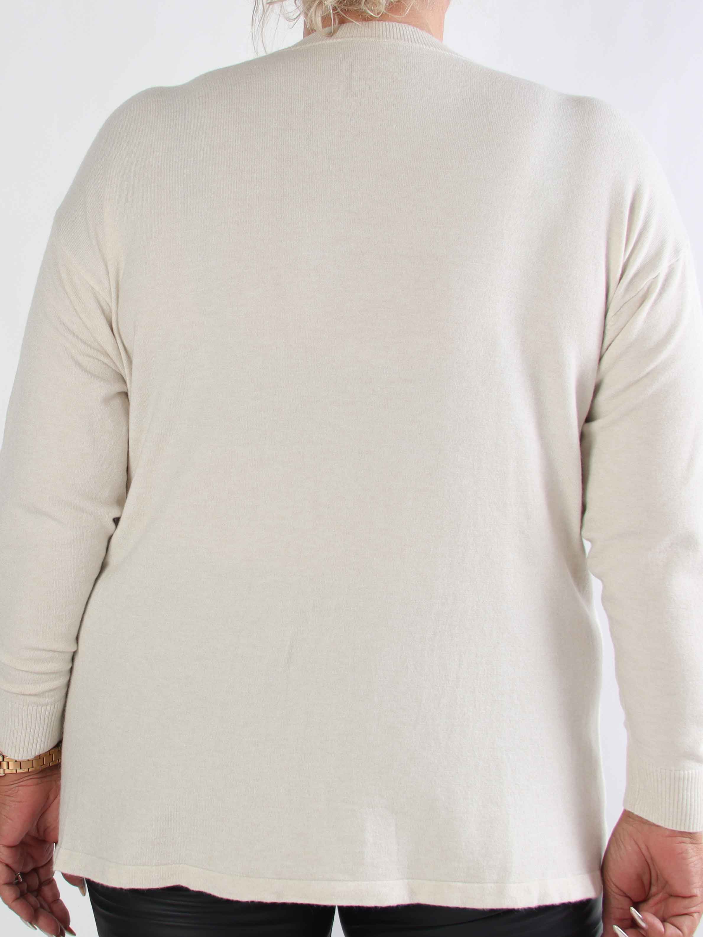 Ellrun - Plus size tröja med sicksackmönster av strass nedtill