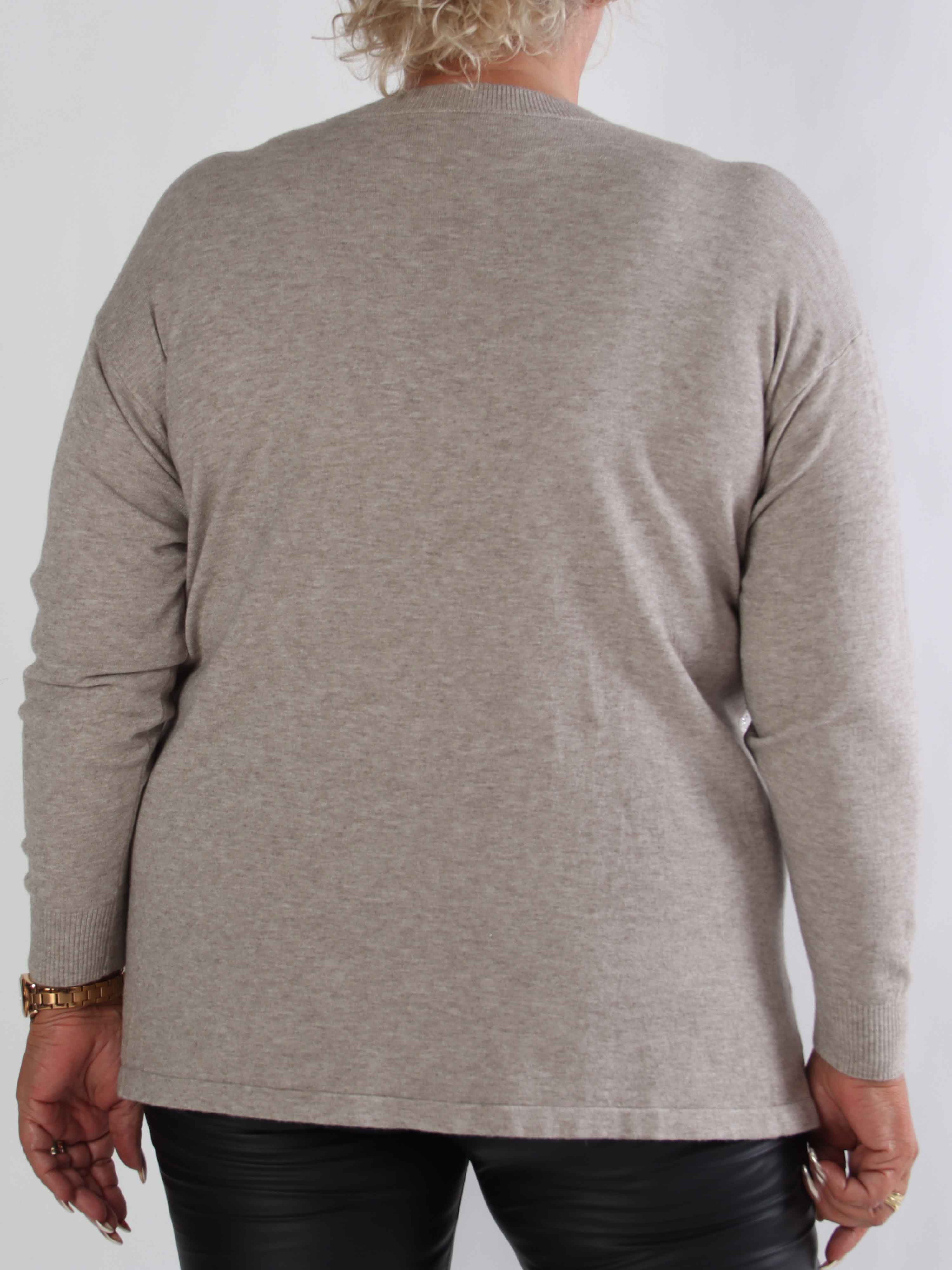 Ellrun - Plus size tröja med sicksackmönster av strass nedtill