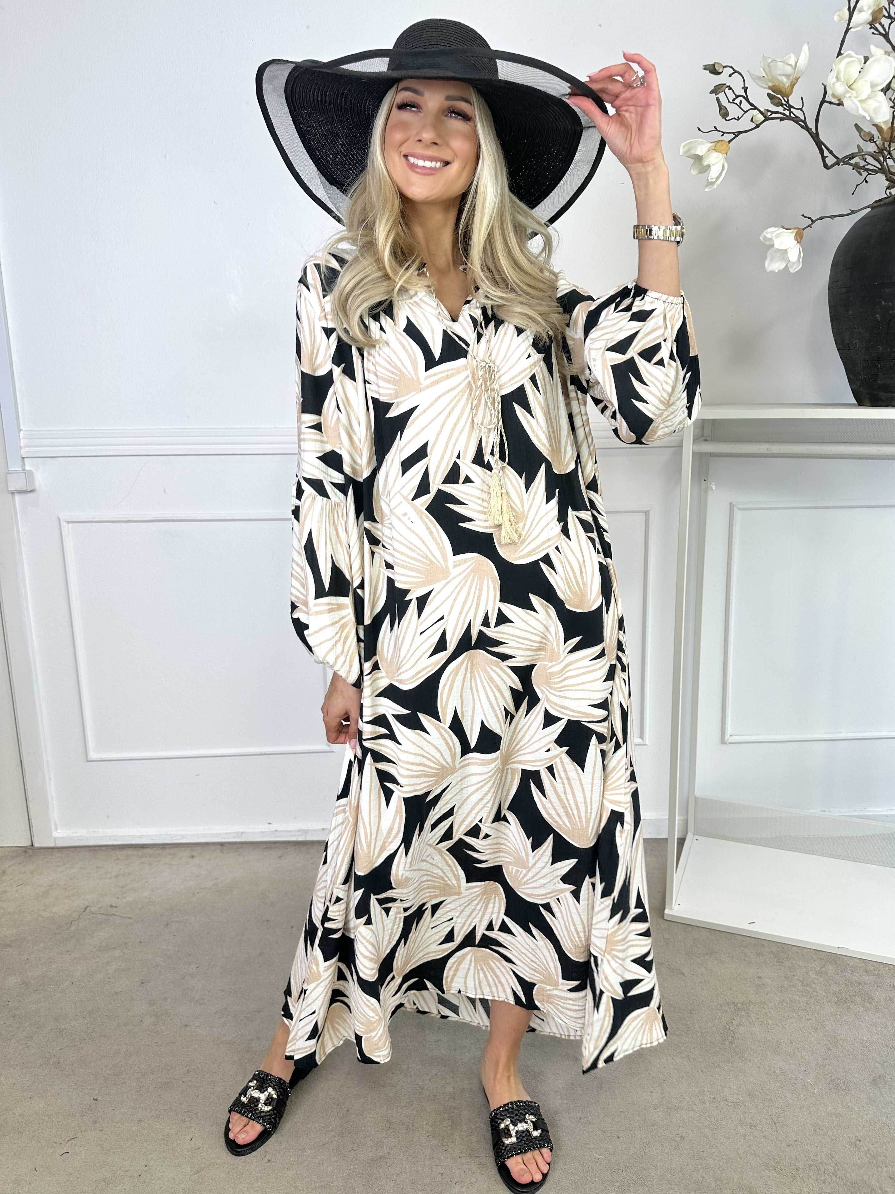 Emma - Söt lång bohemisk viskosklänning i lös passform