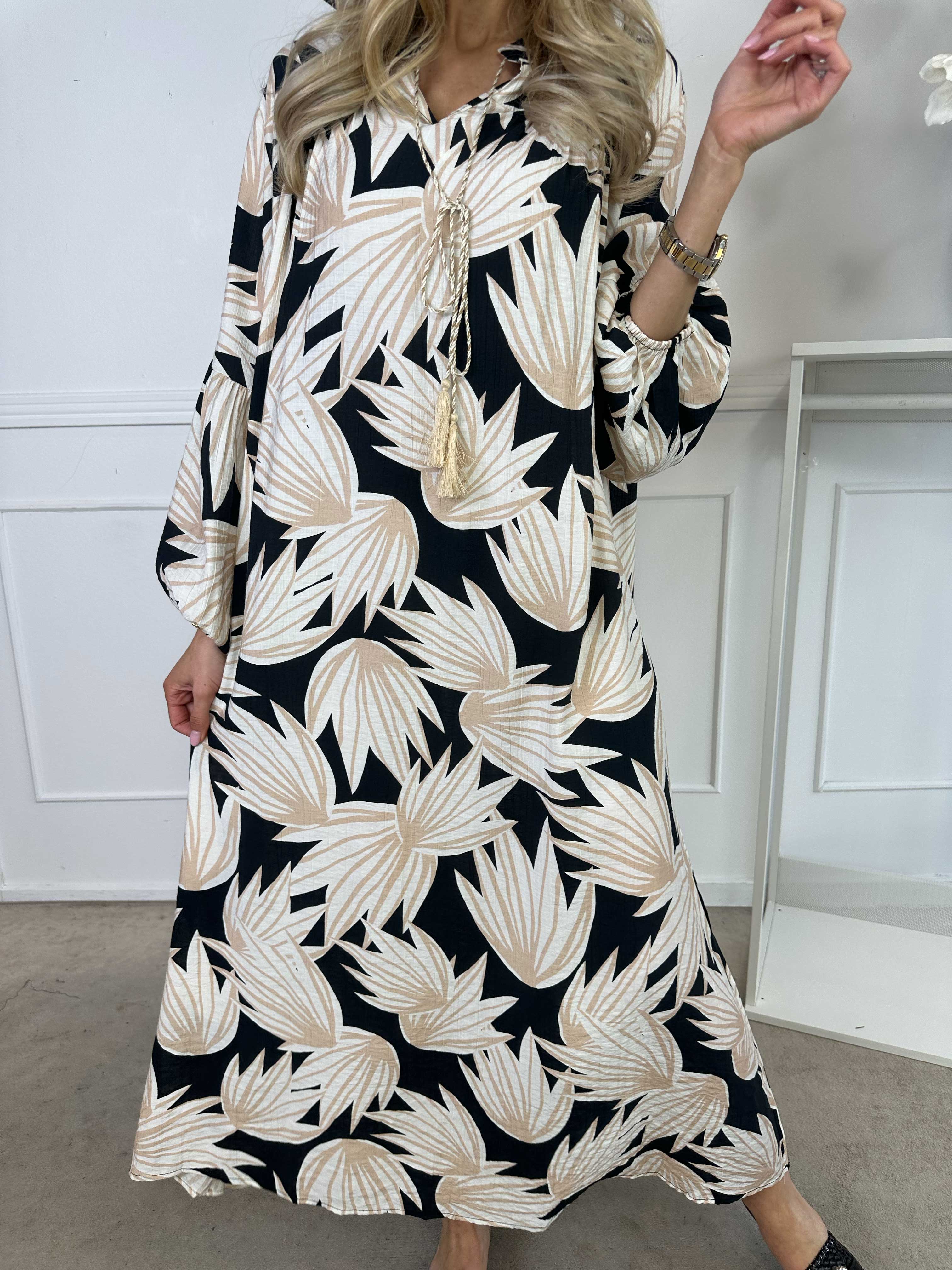 Emma - Söt lång bohemisk viskosklänning i lös passform