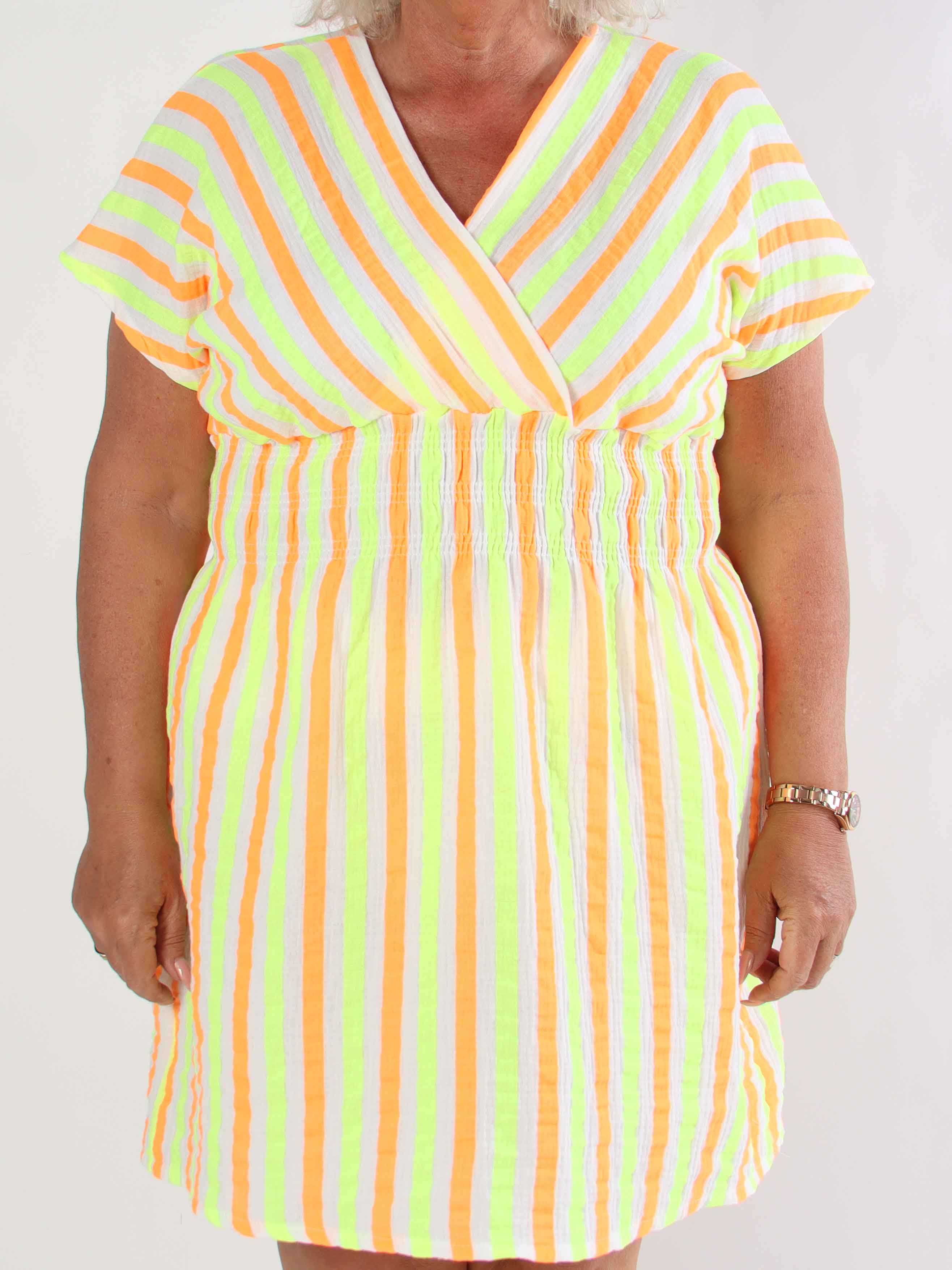 Eris - Söt randig klänning i bomull med resår