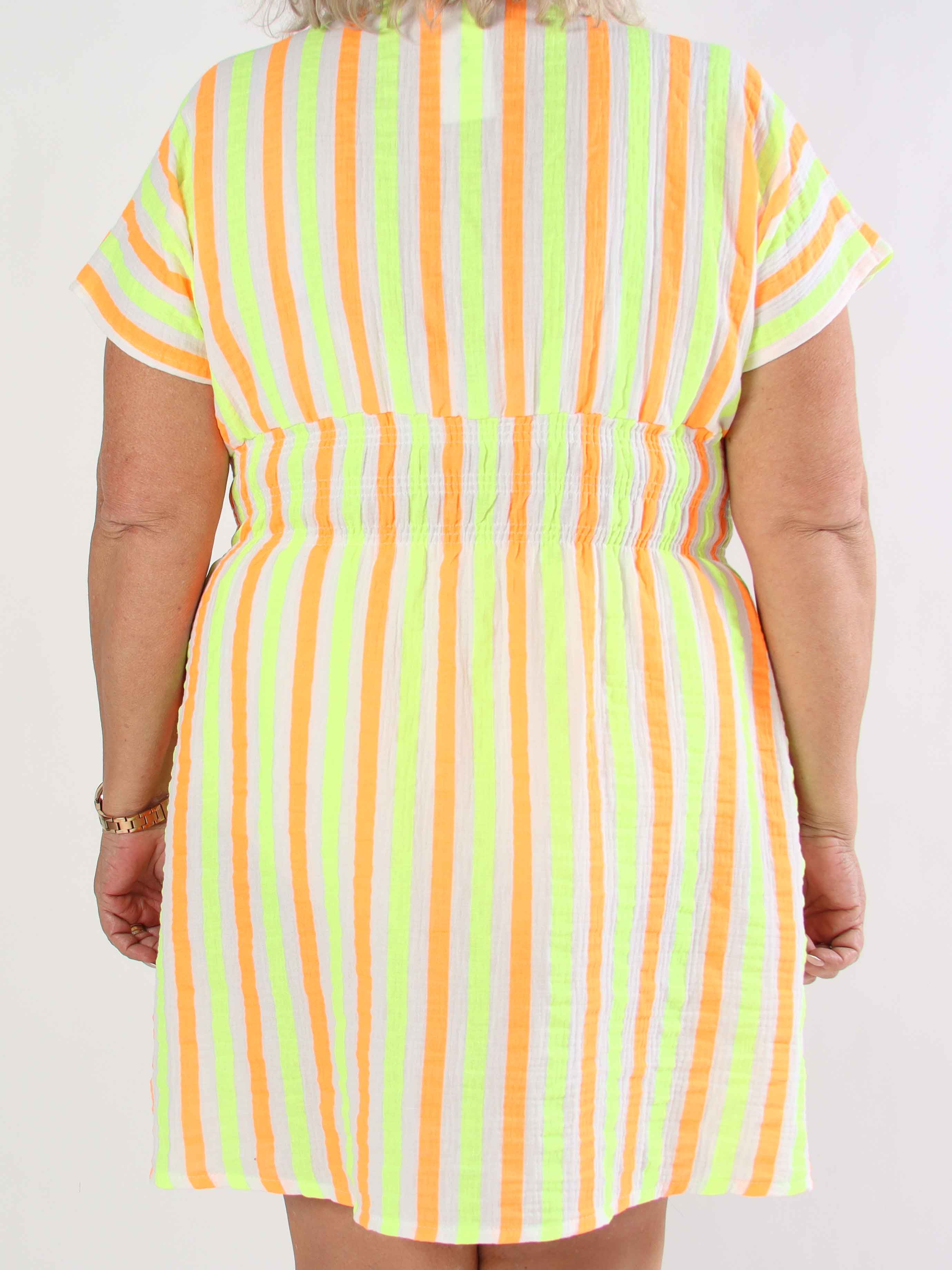 Eris - Söt randig klänning i bomull med resår