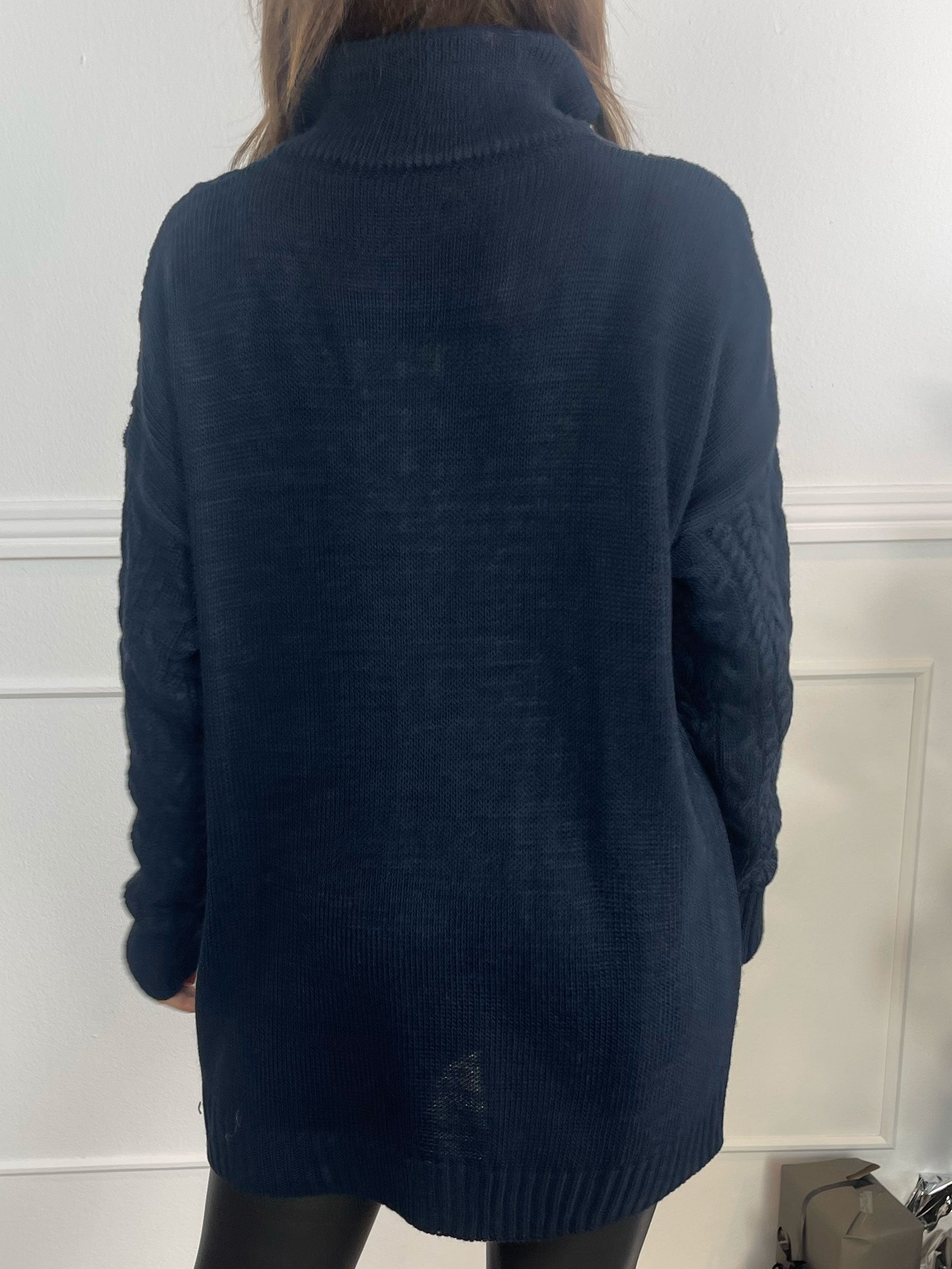 Esly - Kabelstickad tröja med dragkedja