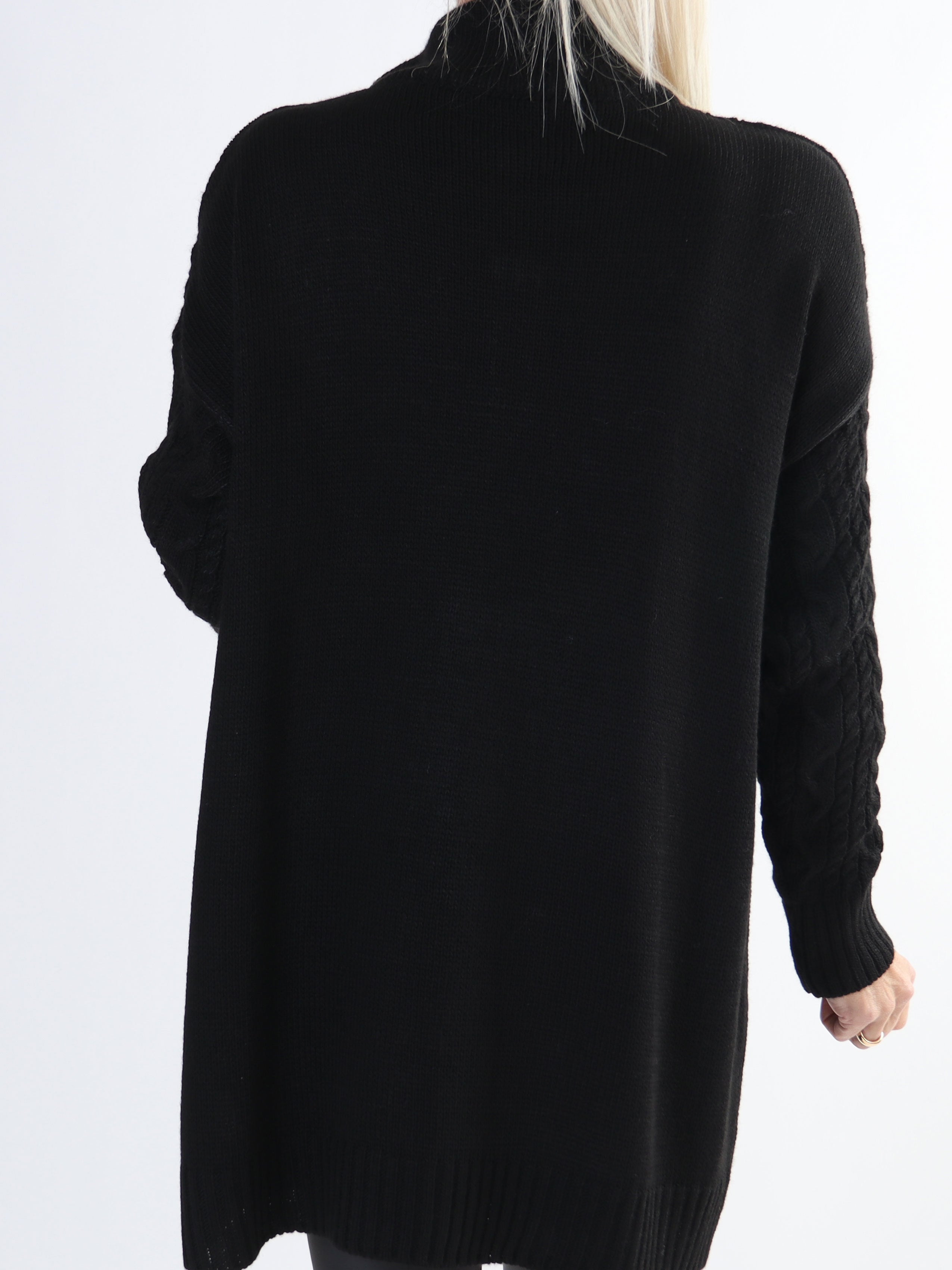 Esly - Kabelstickad tröja med dragkedja i plus size