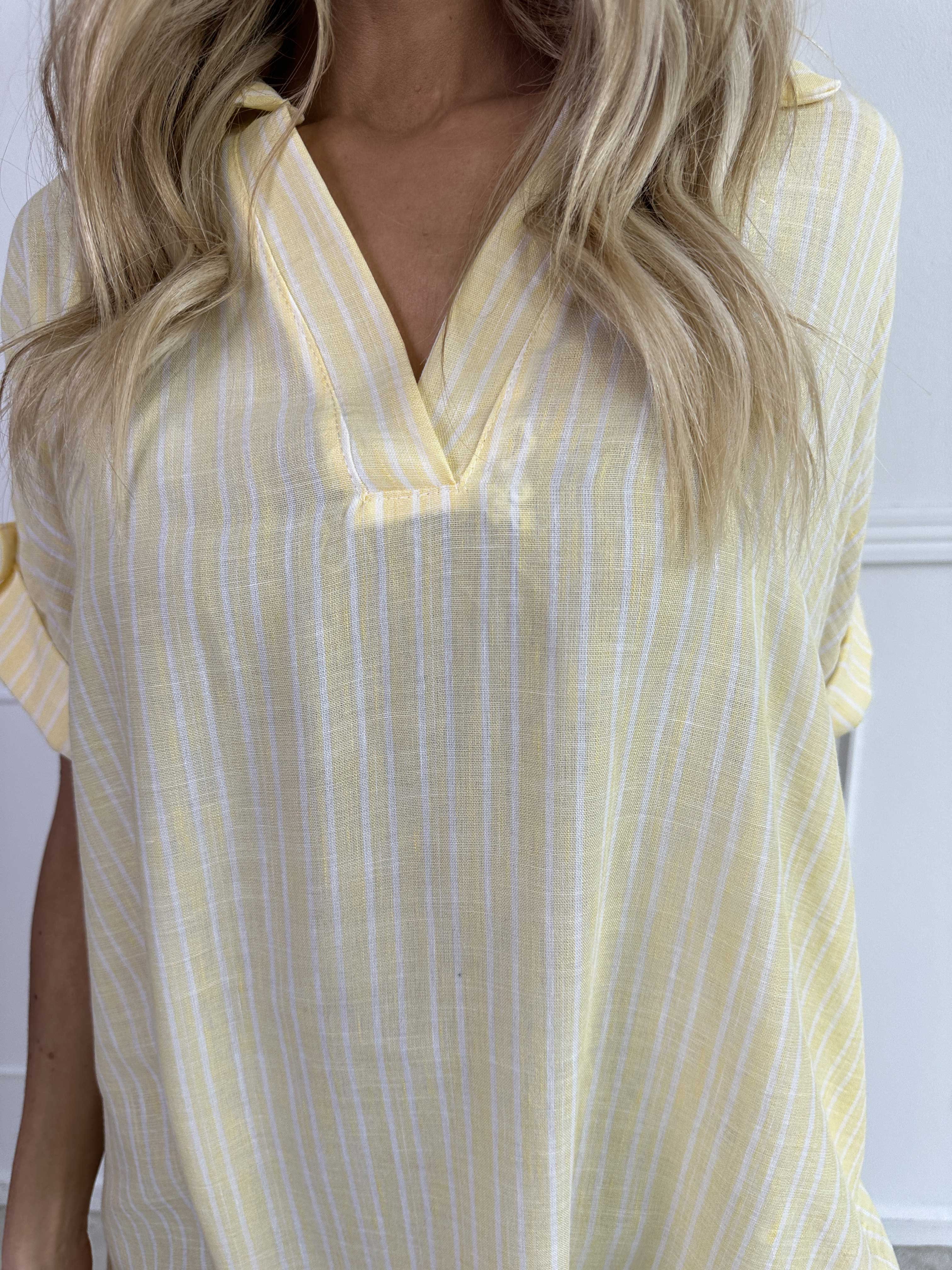 Evelyn - Randig tunikaklänning med skjortkra