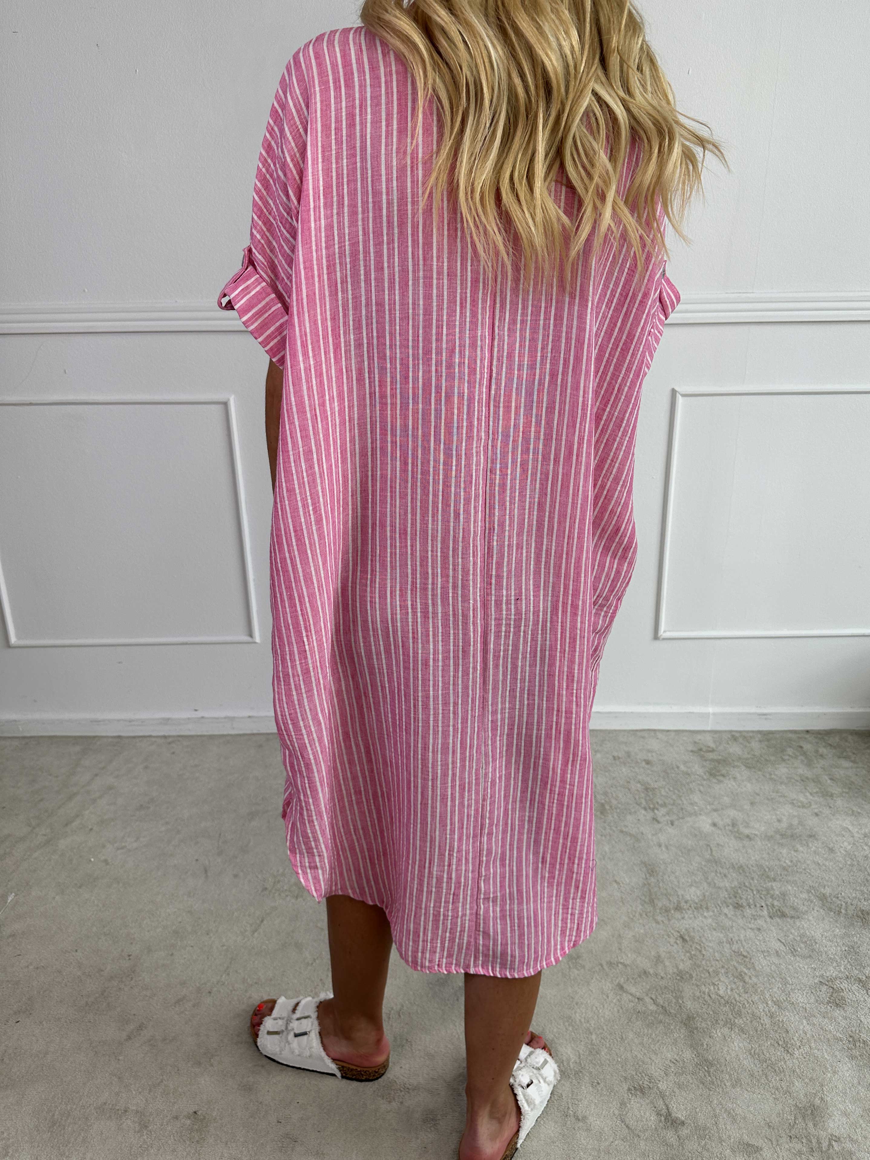 Evelyn - Randig tunikaklänning med skjortkra