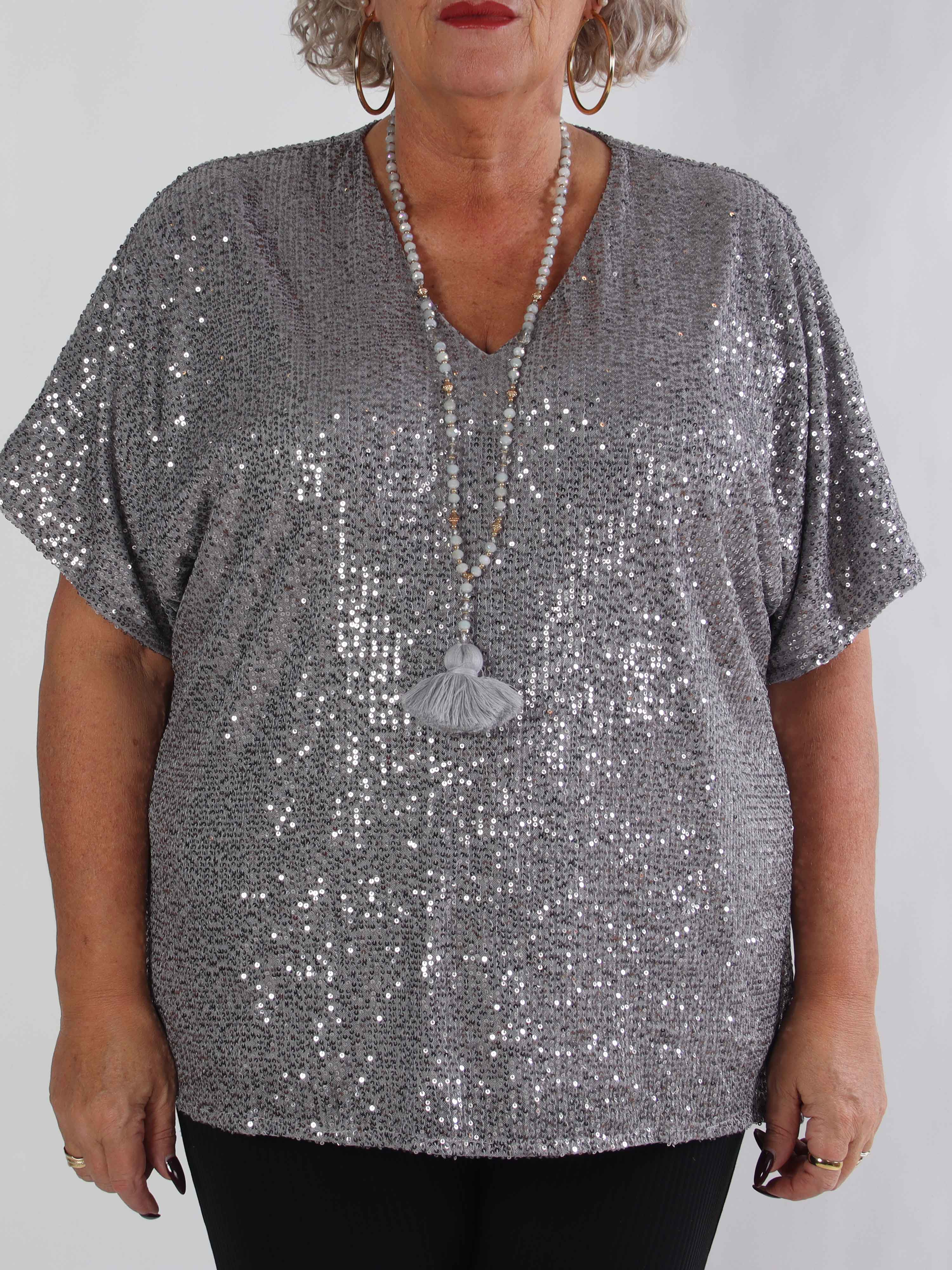 Evandie - Sød glitrende plus size tunika med pailletter