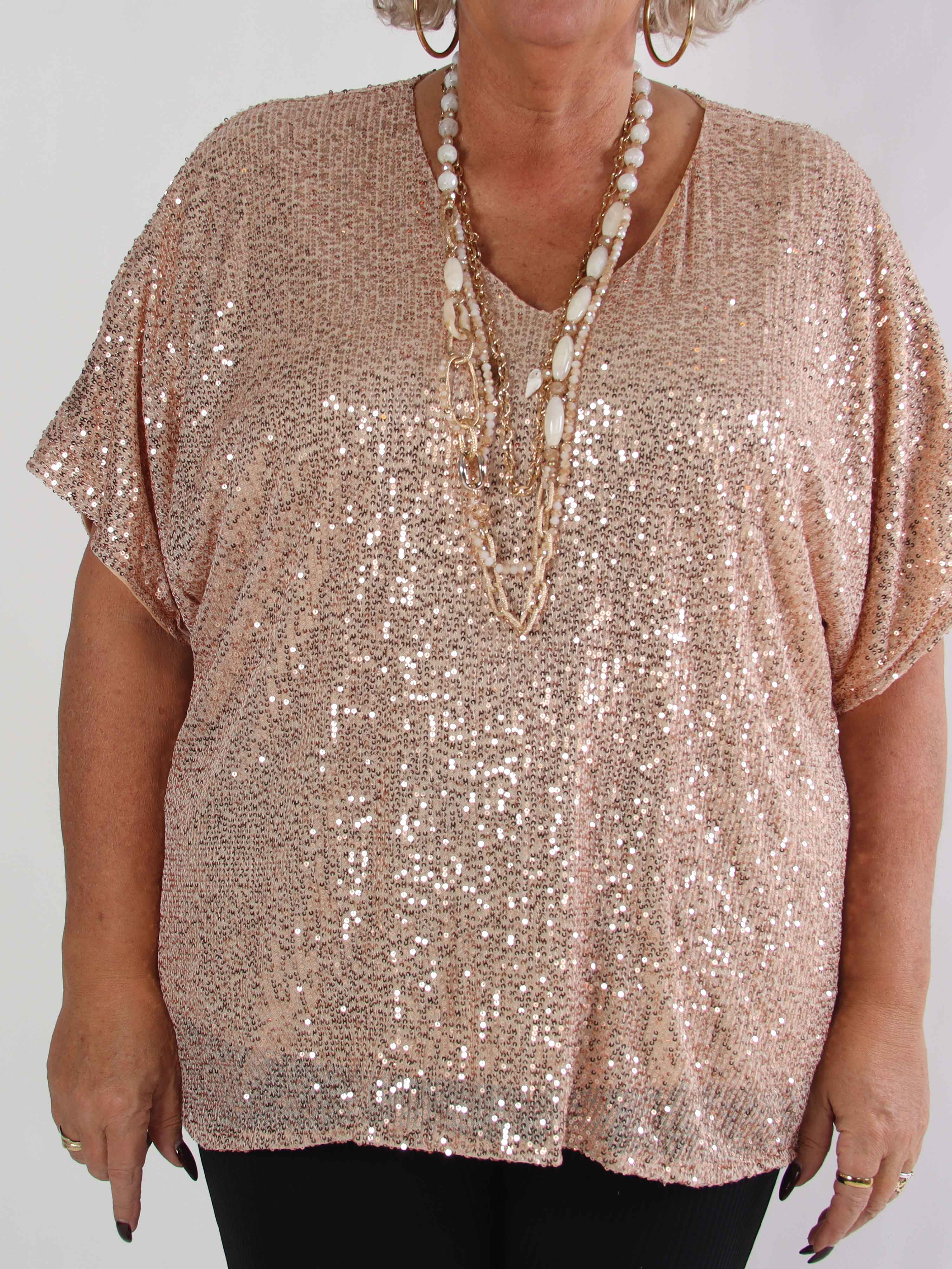 Evandie - Sød glitrende plus size tunika med pailletter