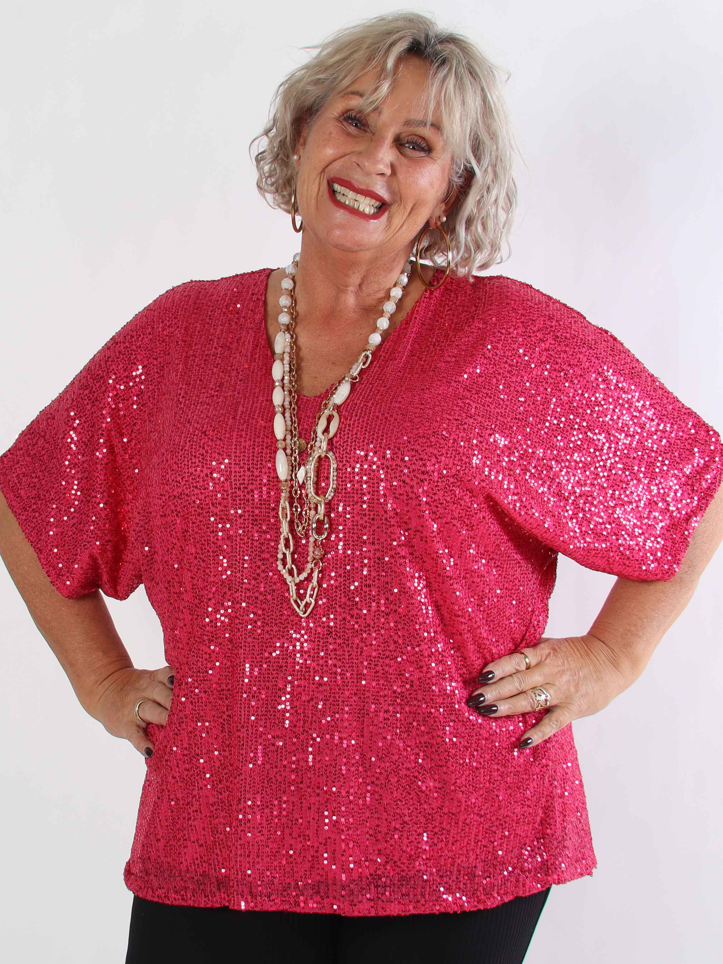 Evandie - Sød glitrende plus size tunika med pailletter