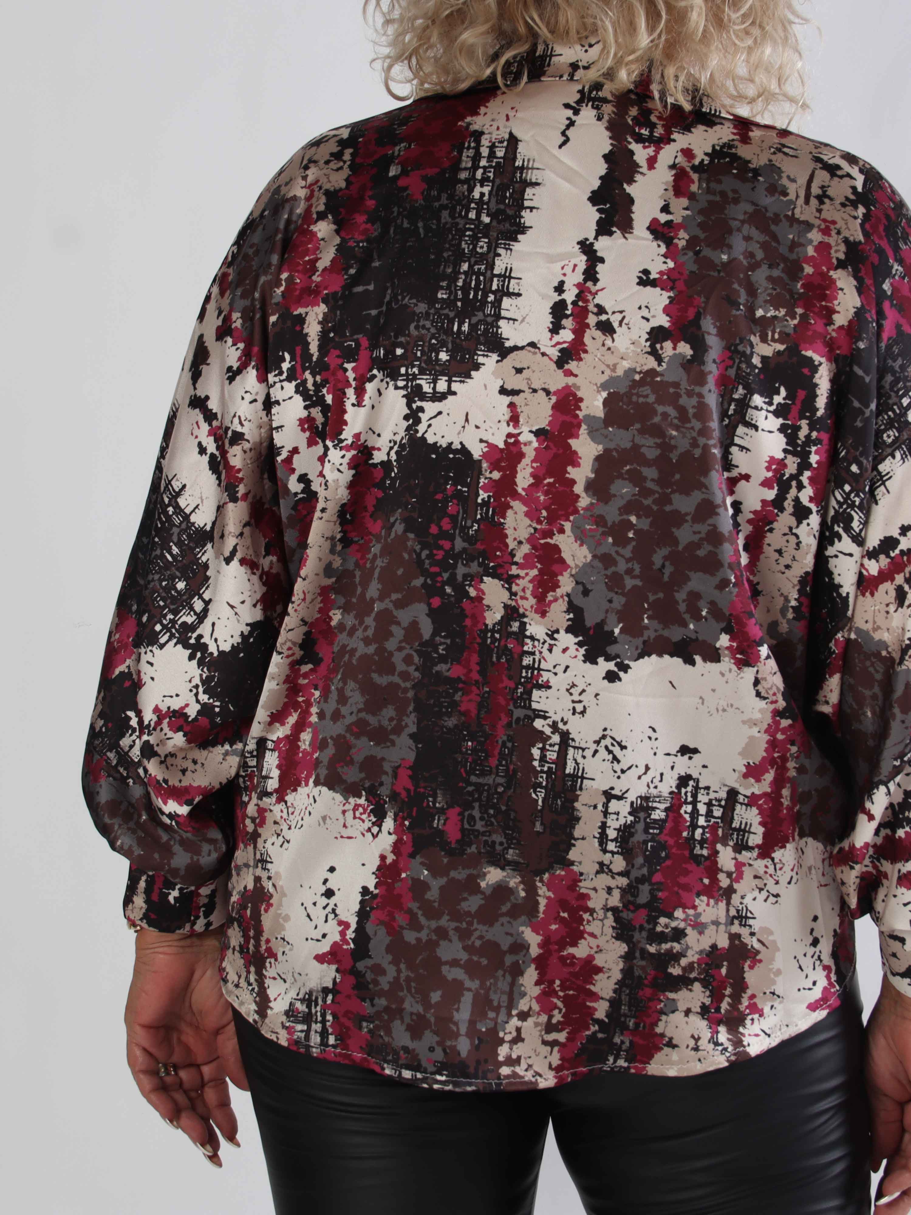 Feliciti Batik - Flerfärgad plus size skjorta med fladdermusärmar
