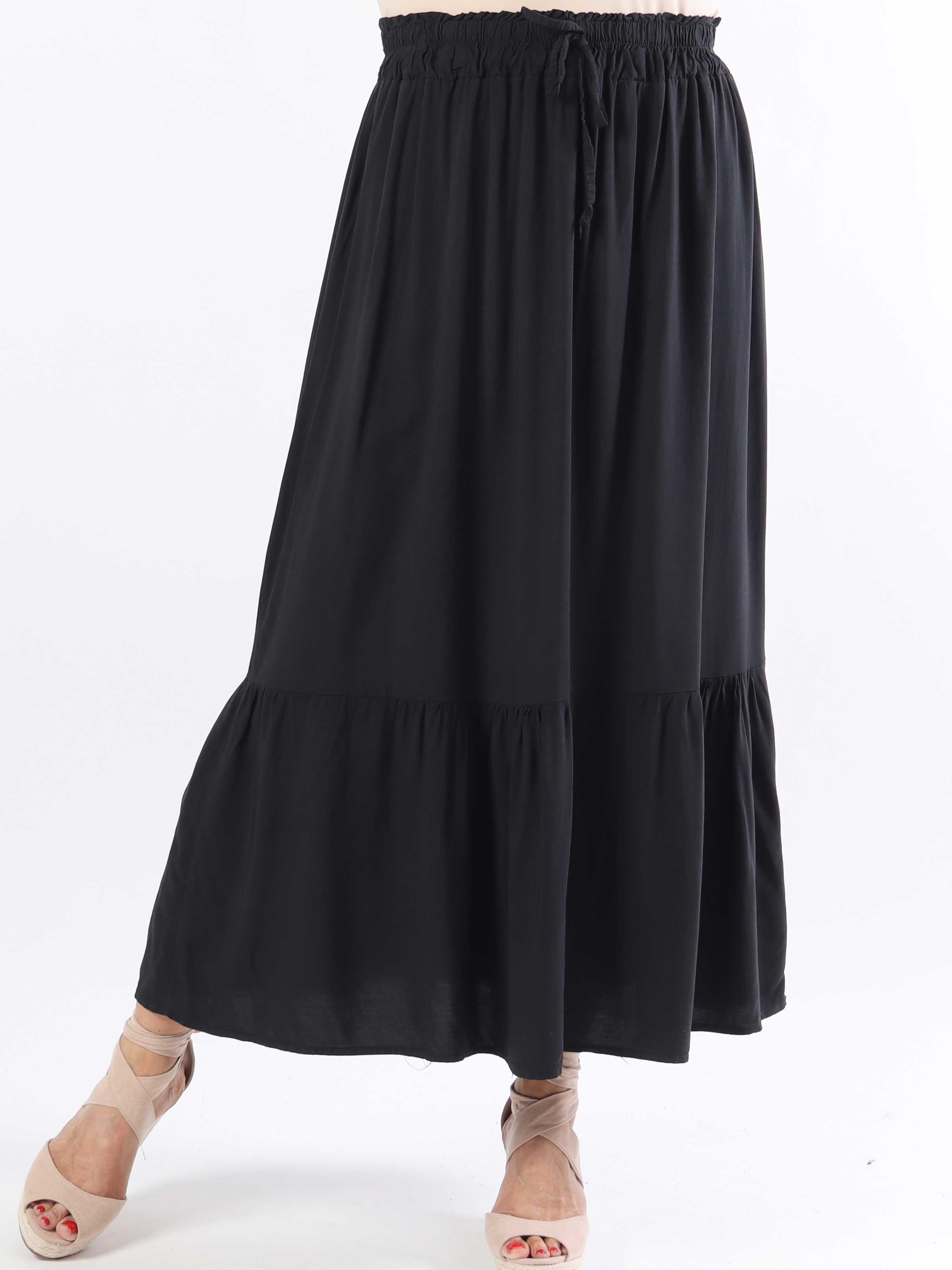 Florida - Söt plus size kjol i viskos med volang i nederkanten