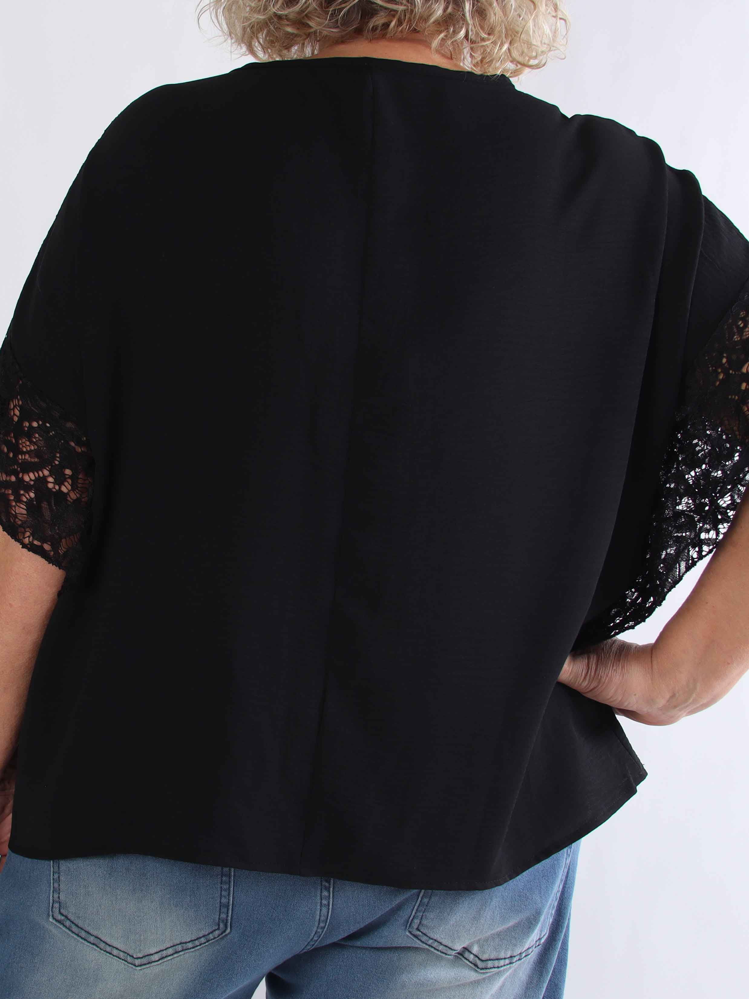 Frazzine Shirt - Plus size tunika i løs pasform med blondekant ved ærmerne