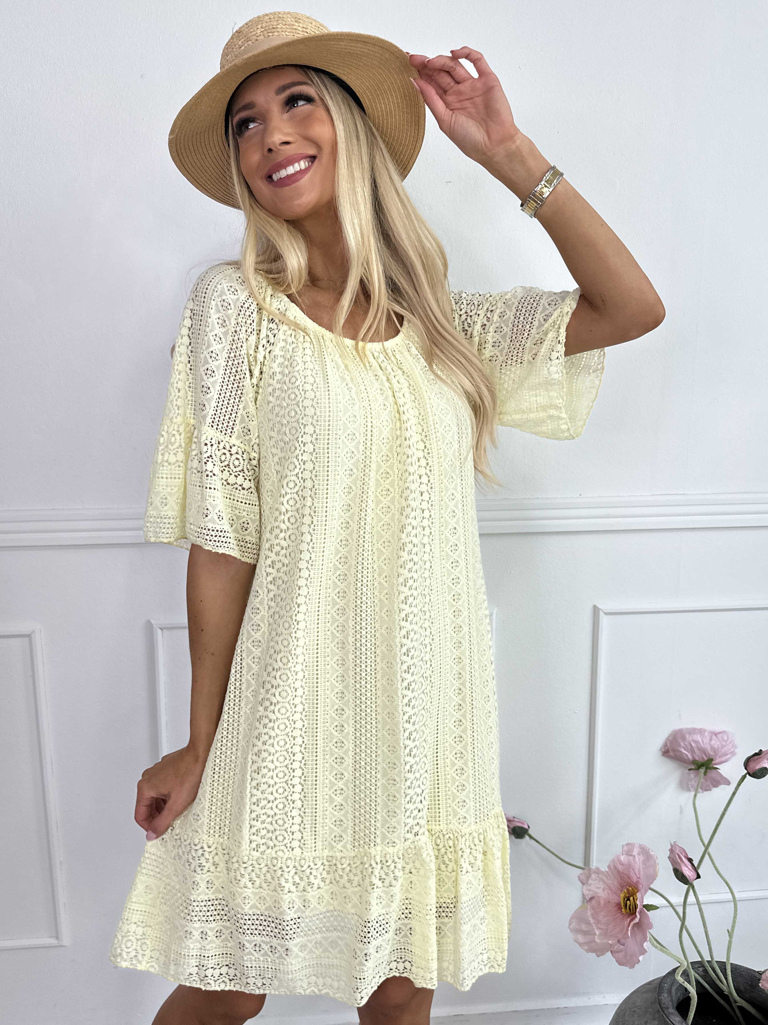 Galateia Sleeves - Klänning i mjuk spets i bomull