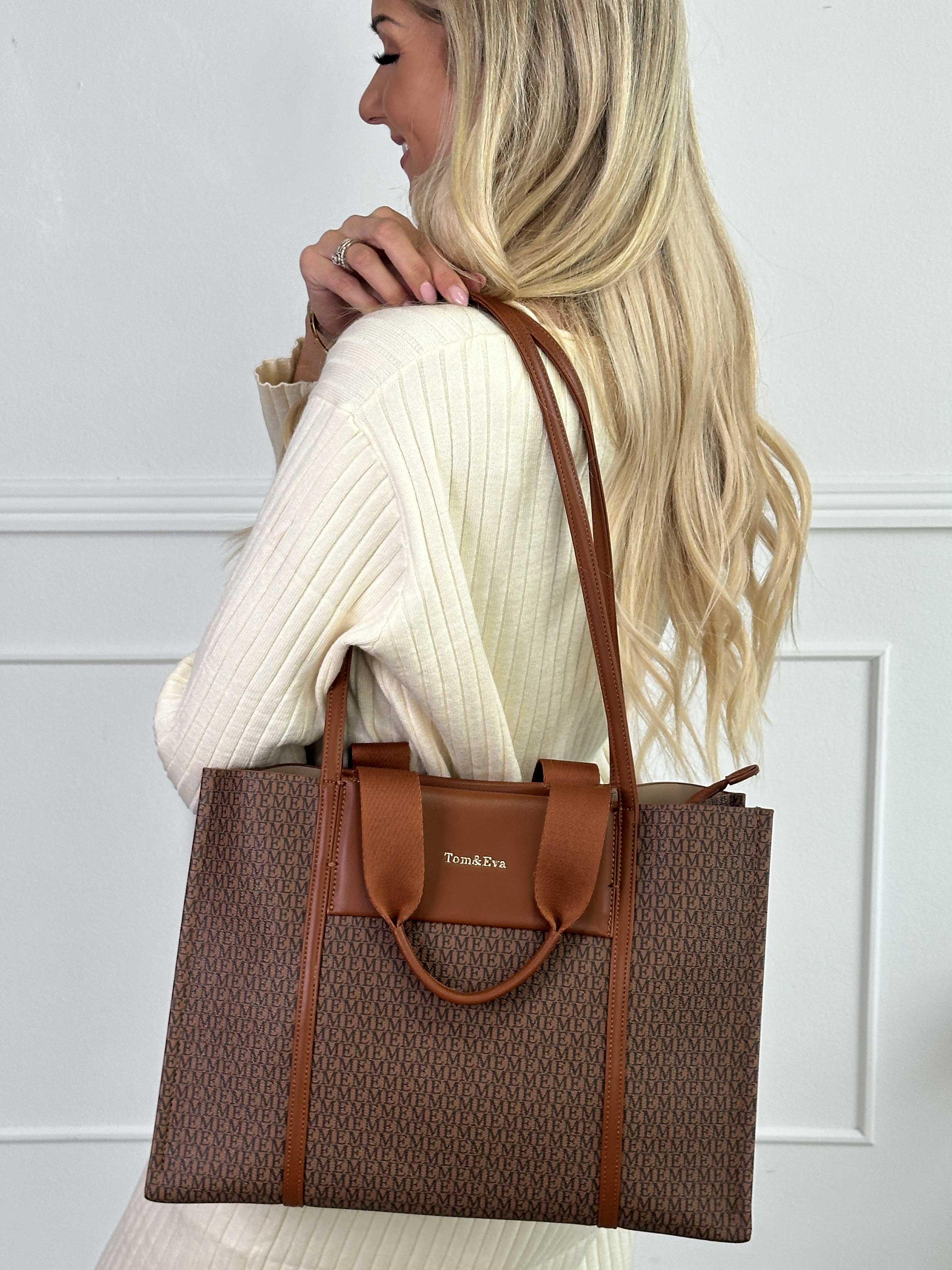 Guri - Brun mönstrad shopper bag