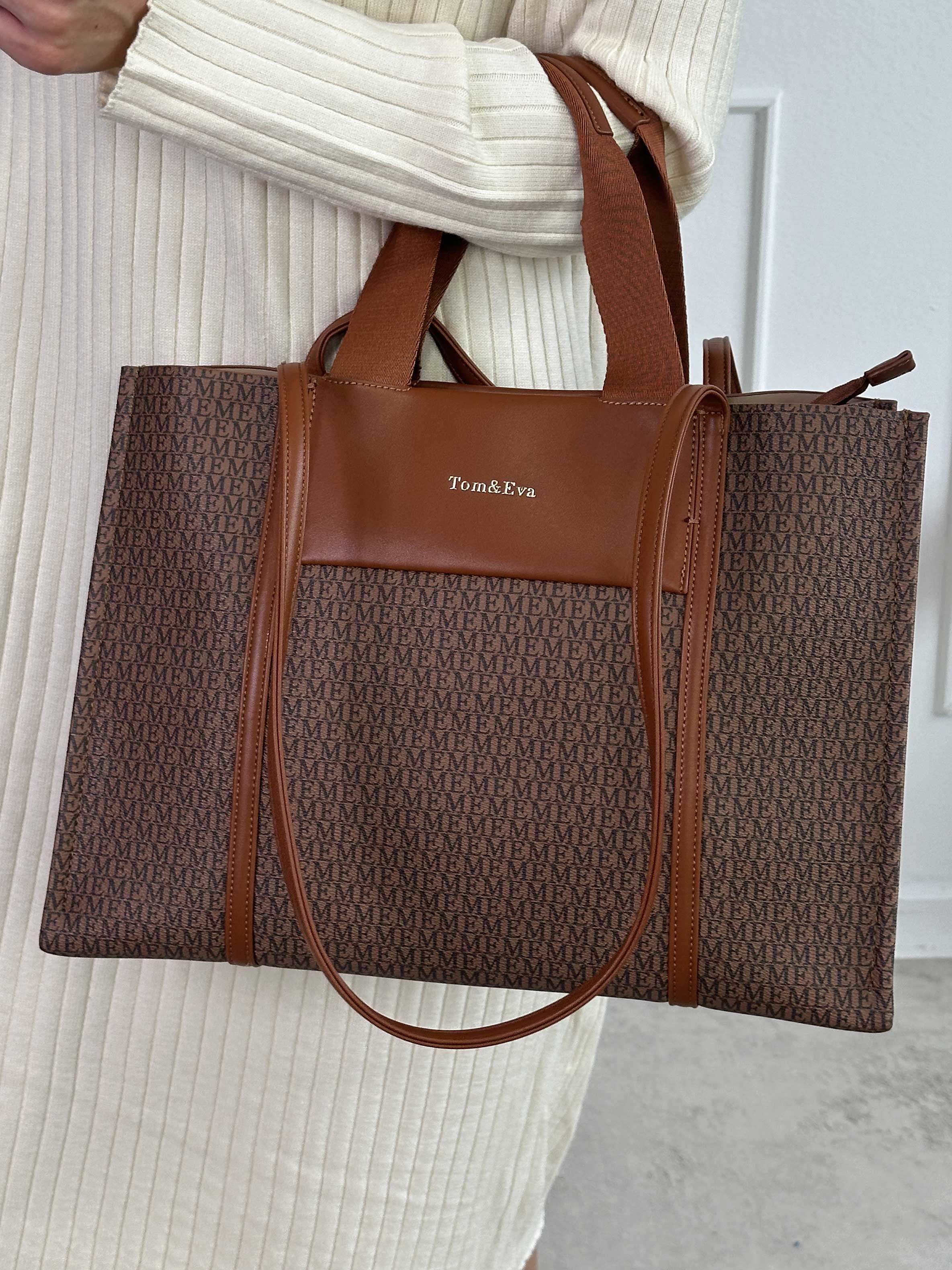 Guri - Brun mönstrad shopper bag