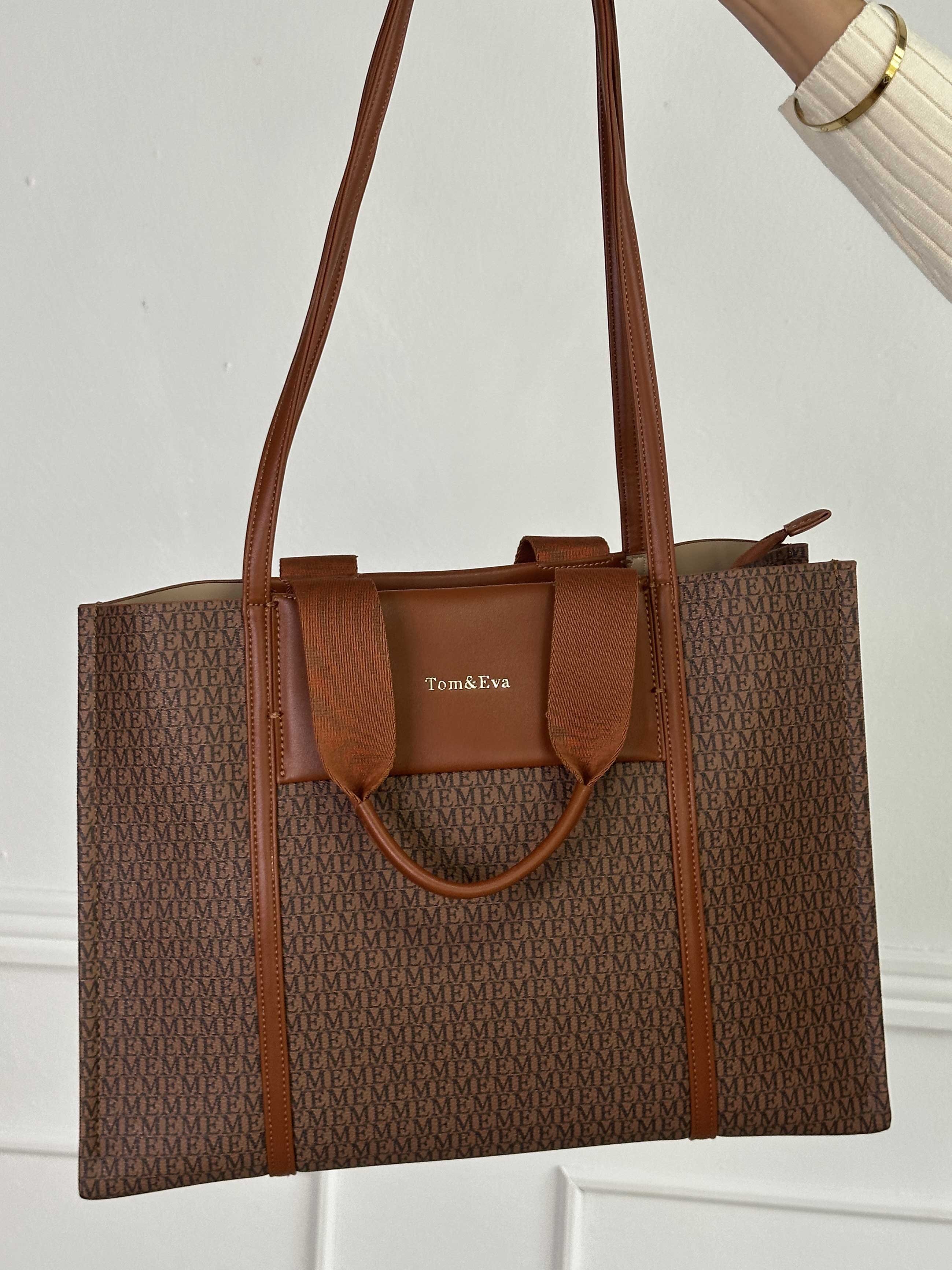 Guri - Brun mönstrad shopper bag