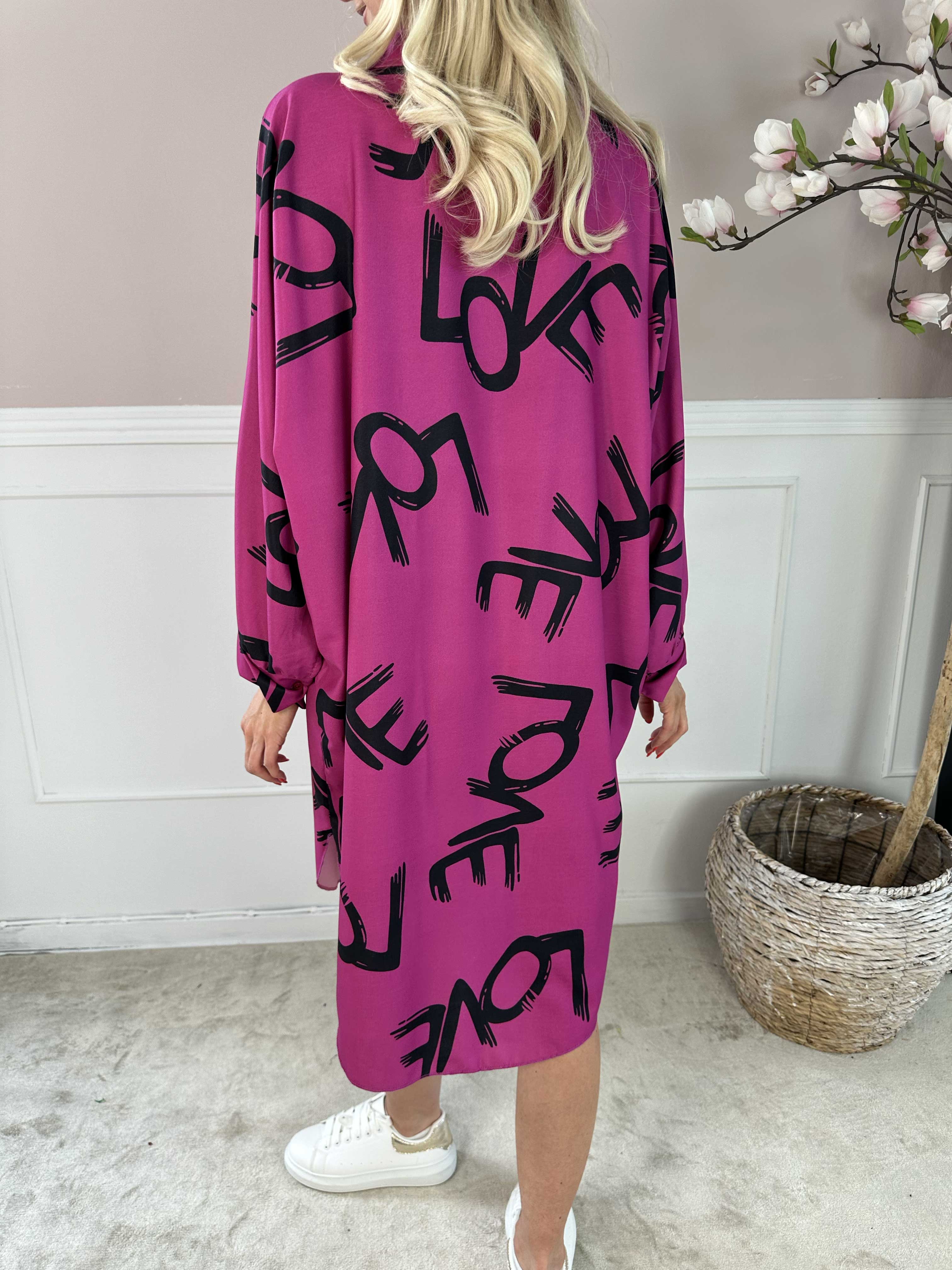 Havana - Skjortklänning med stående kärlek och fladdermusärmar