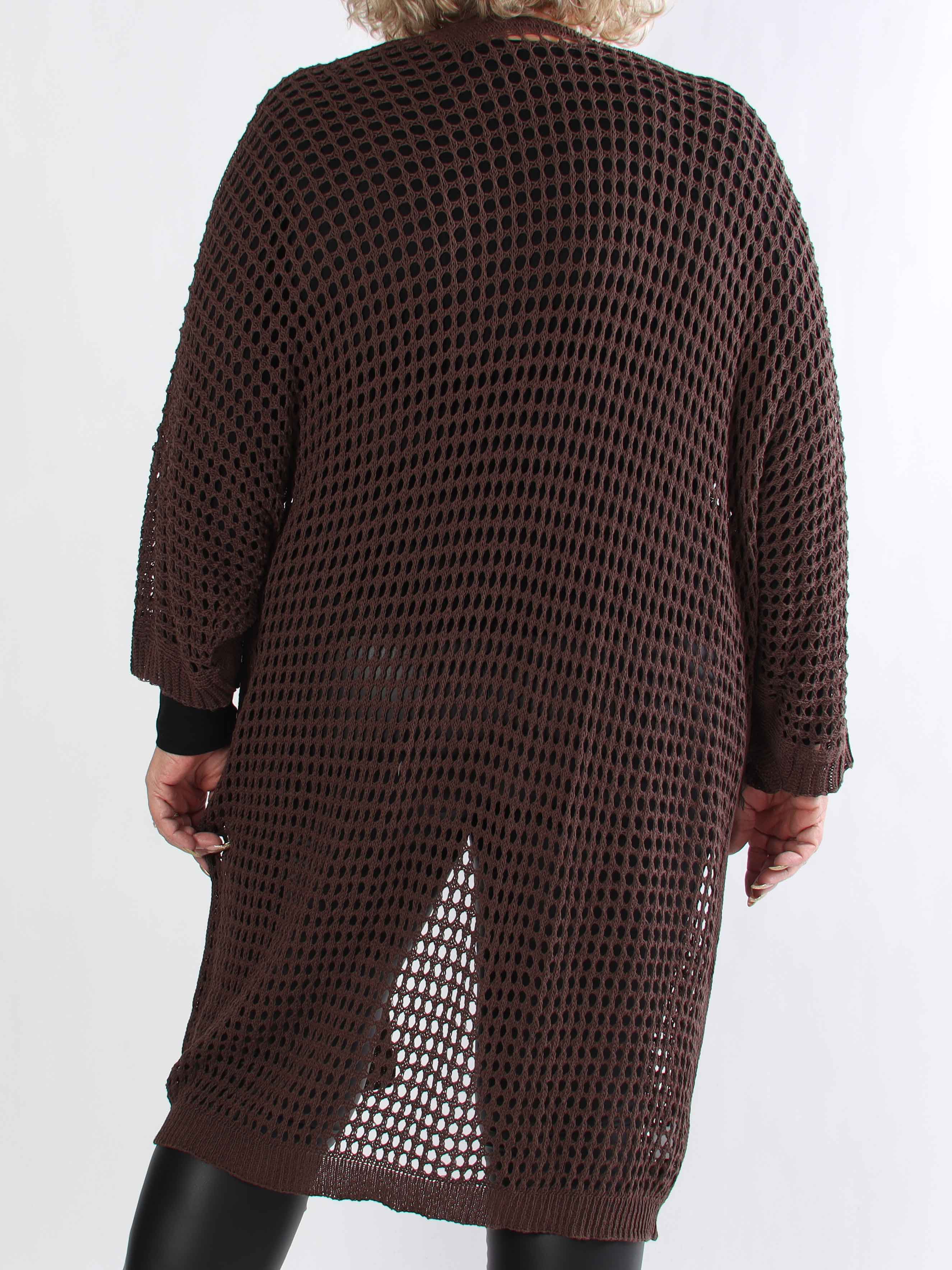 Hillary - Hæklet plus size cardigan med hulmønster i bomuldsblanding