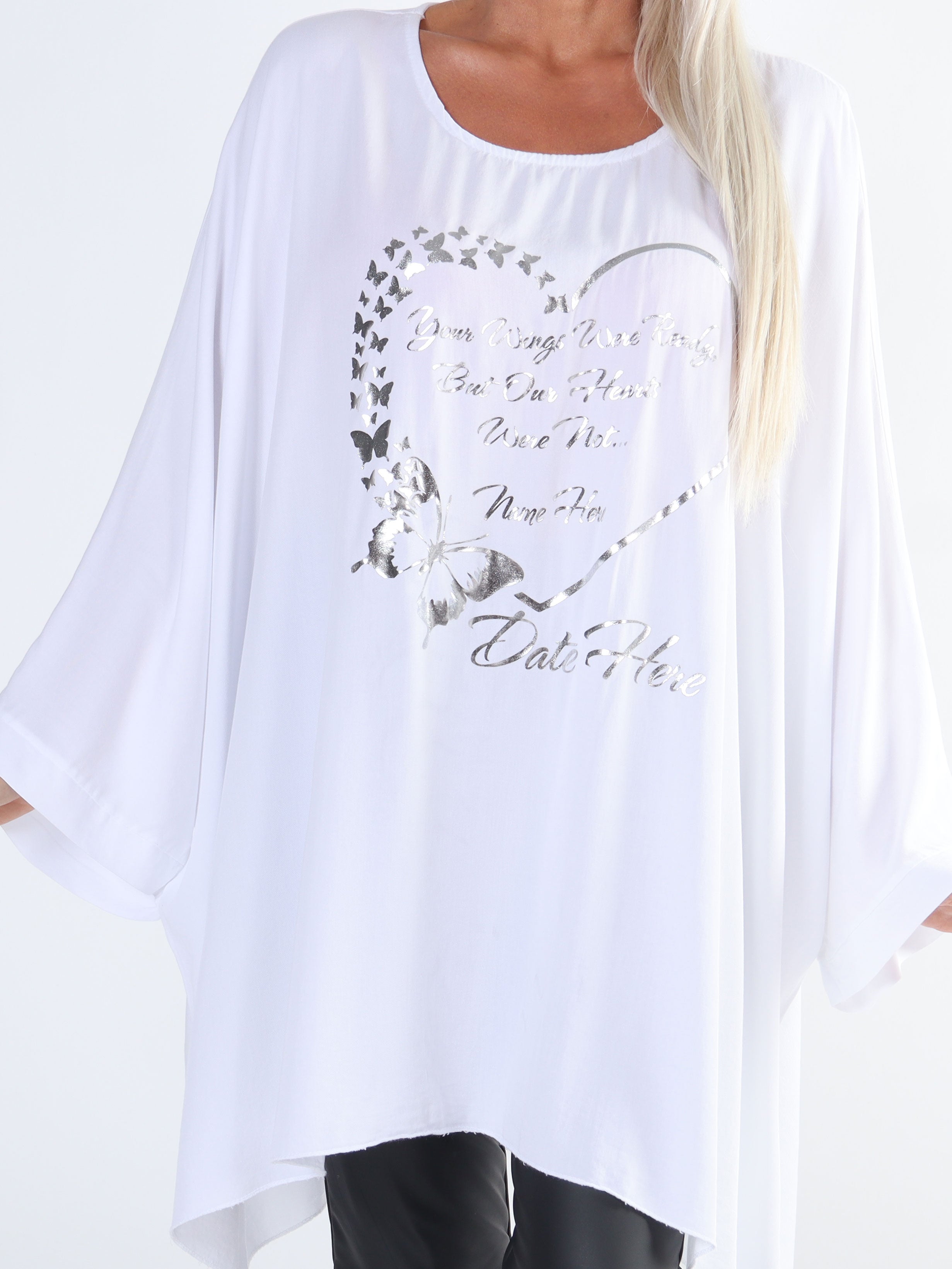 Hope Short - Cool plus size blus med motiv framtill