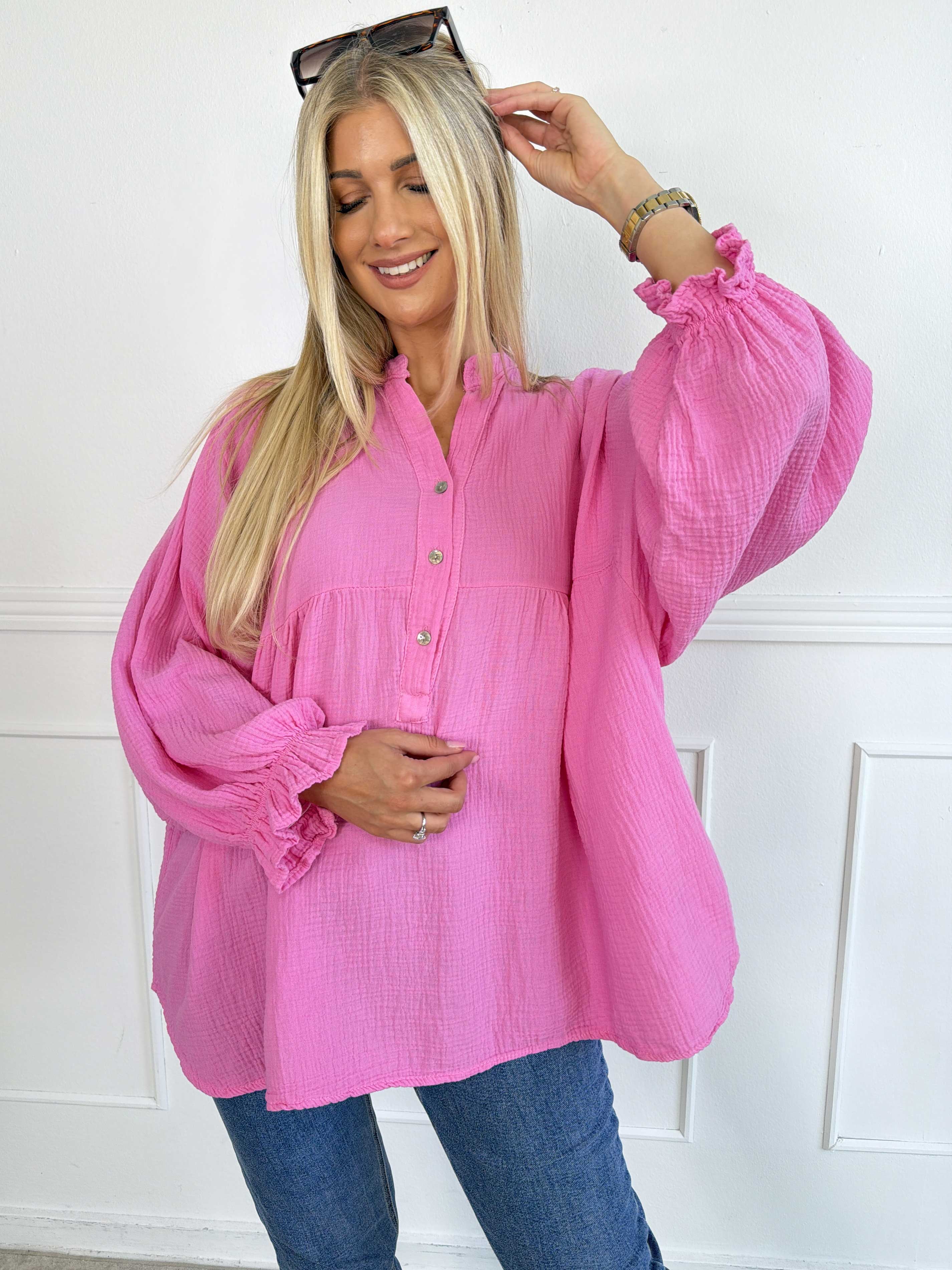 Diva Plain – Enfärgad plus size tunika i mjuk bomullsmuslin