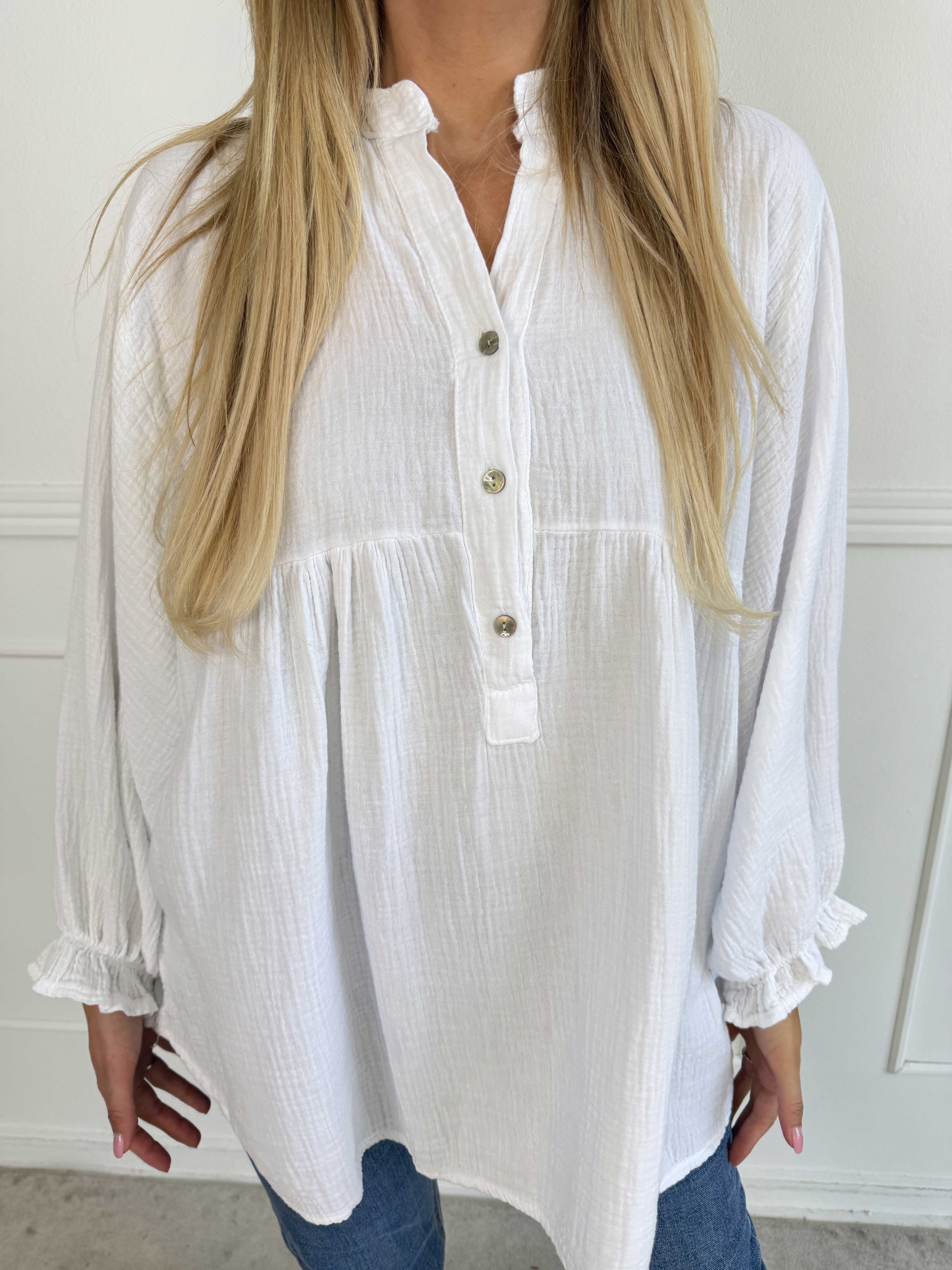 Diva Plain – Enfärgad plus size tunika i mjuk bomullsmuslin