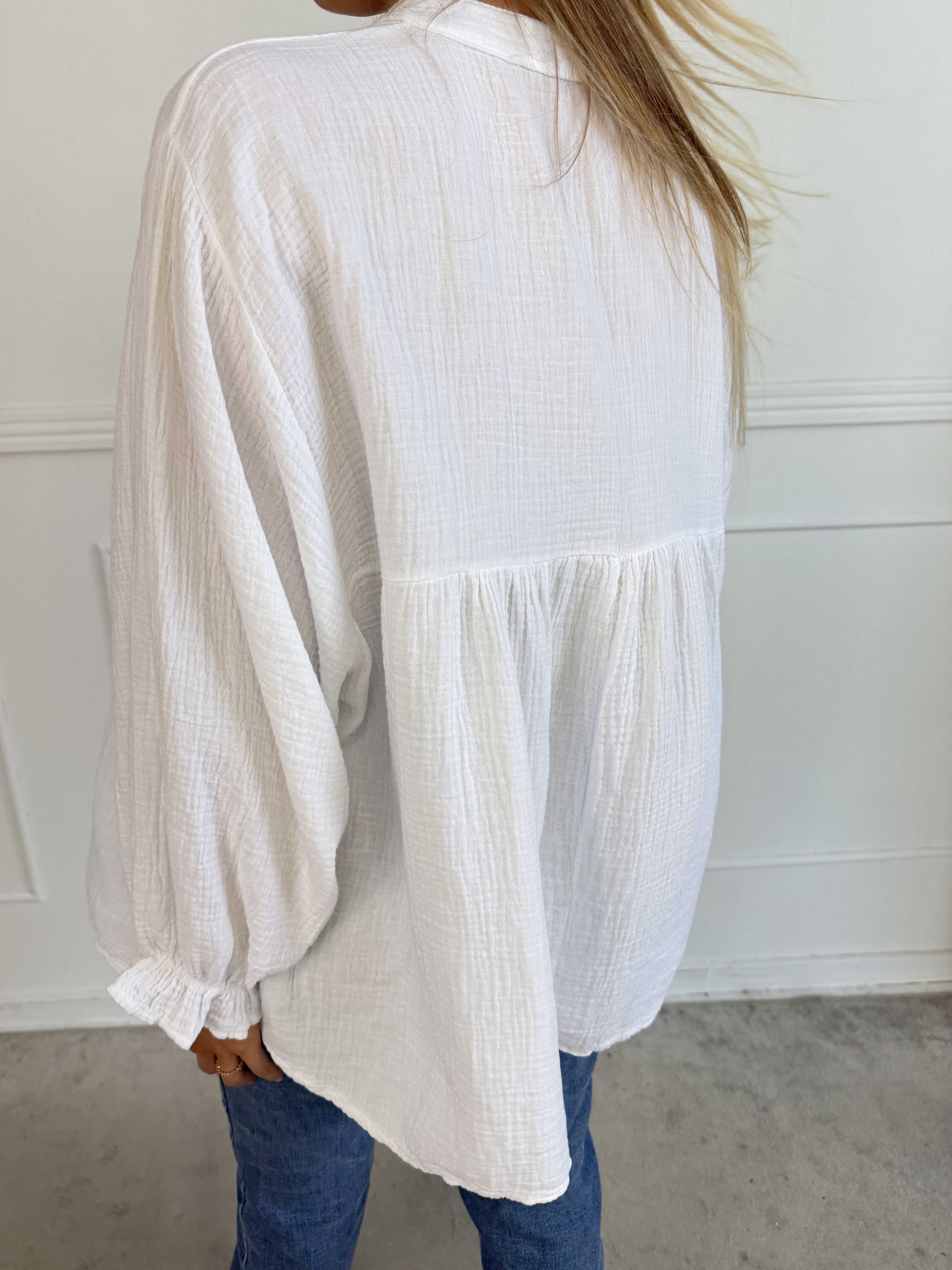 Diva Plain – Enfärgad plus size tunika i mjuk bomullsmuslin