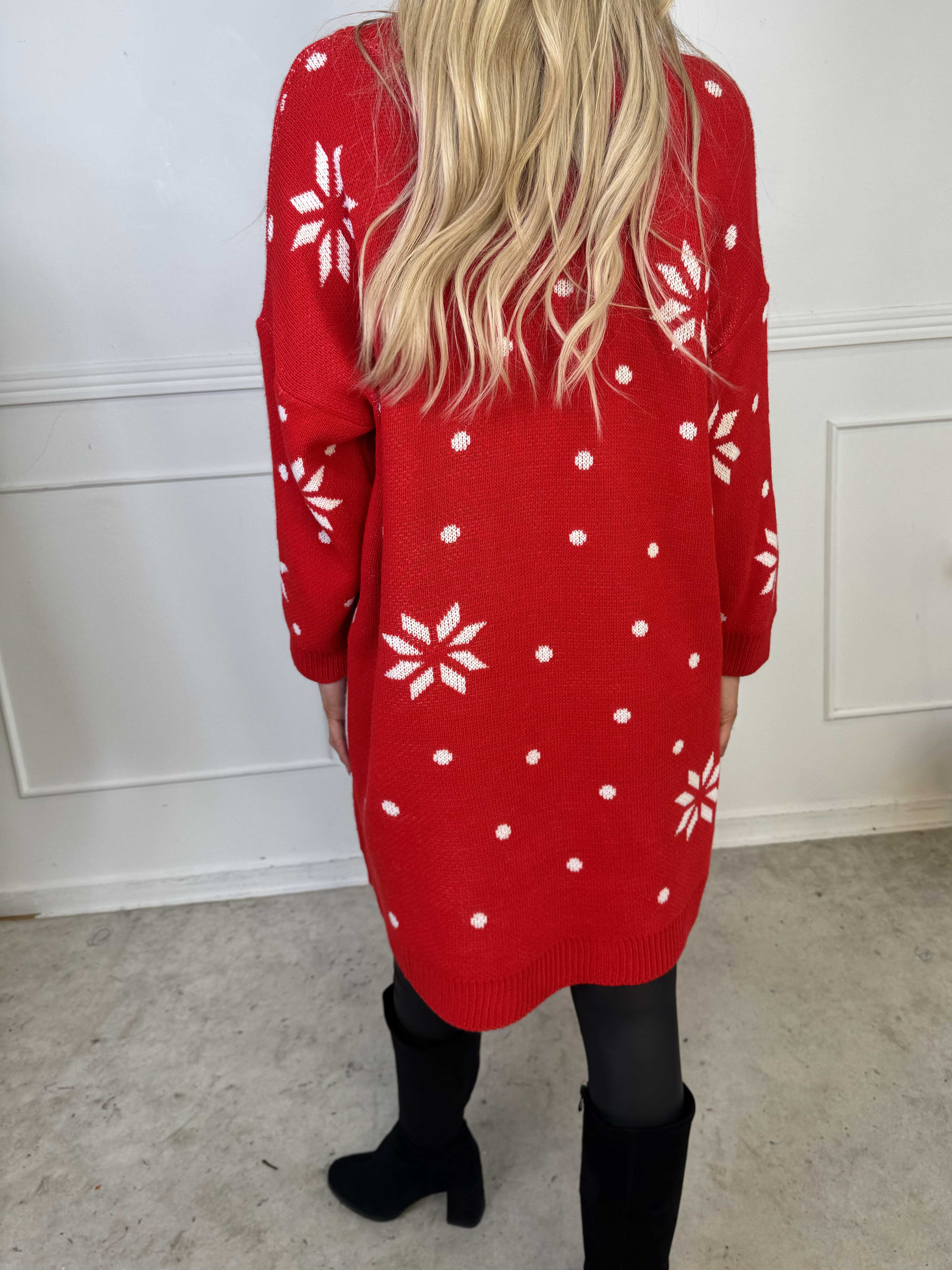 Rudy - Stickad julklänning med Rudolf på magen