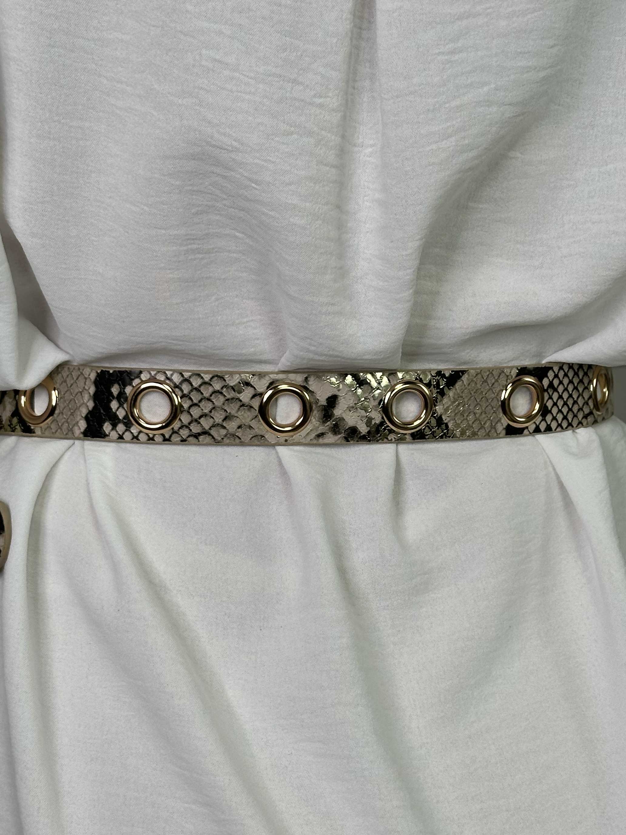 Kourtney - Djurmönstrat bälte med metallringar