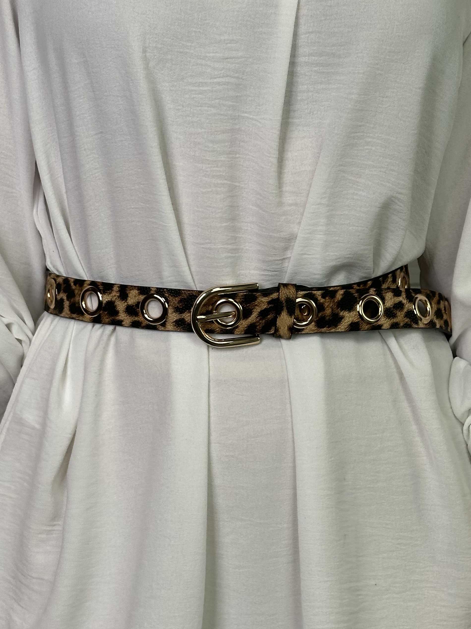 Kourtney - Djurmönstrat bälte med metallringar