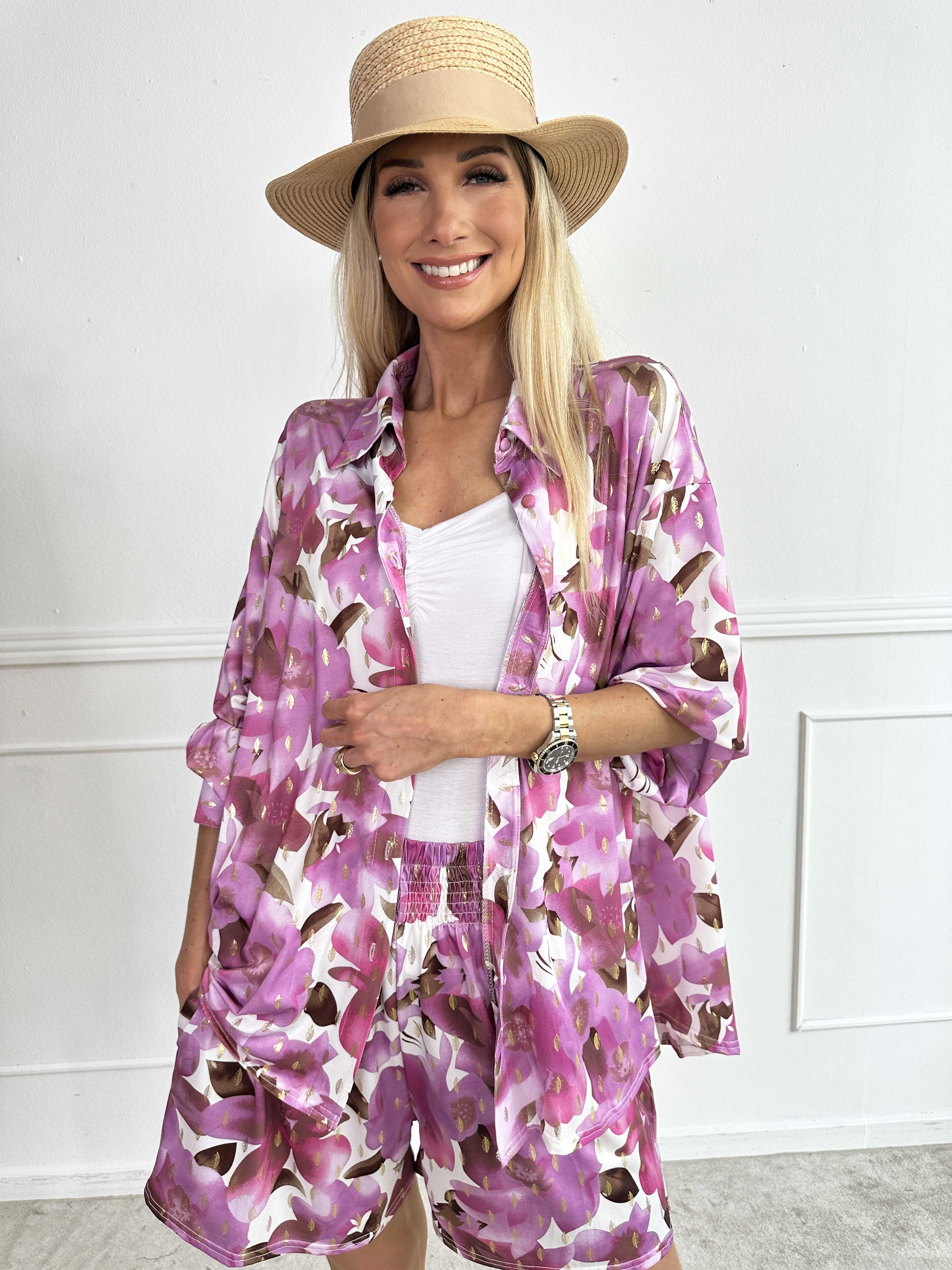 Pamy Sweet Flower - Skjorta i stretchigt blommigt tyg