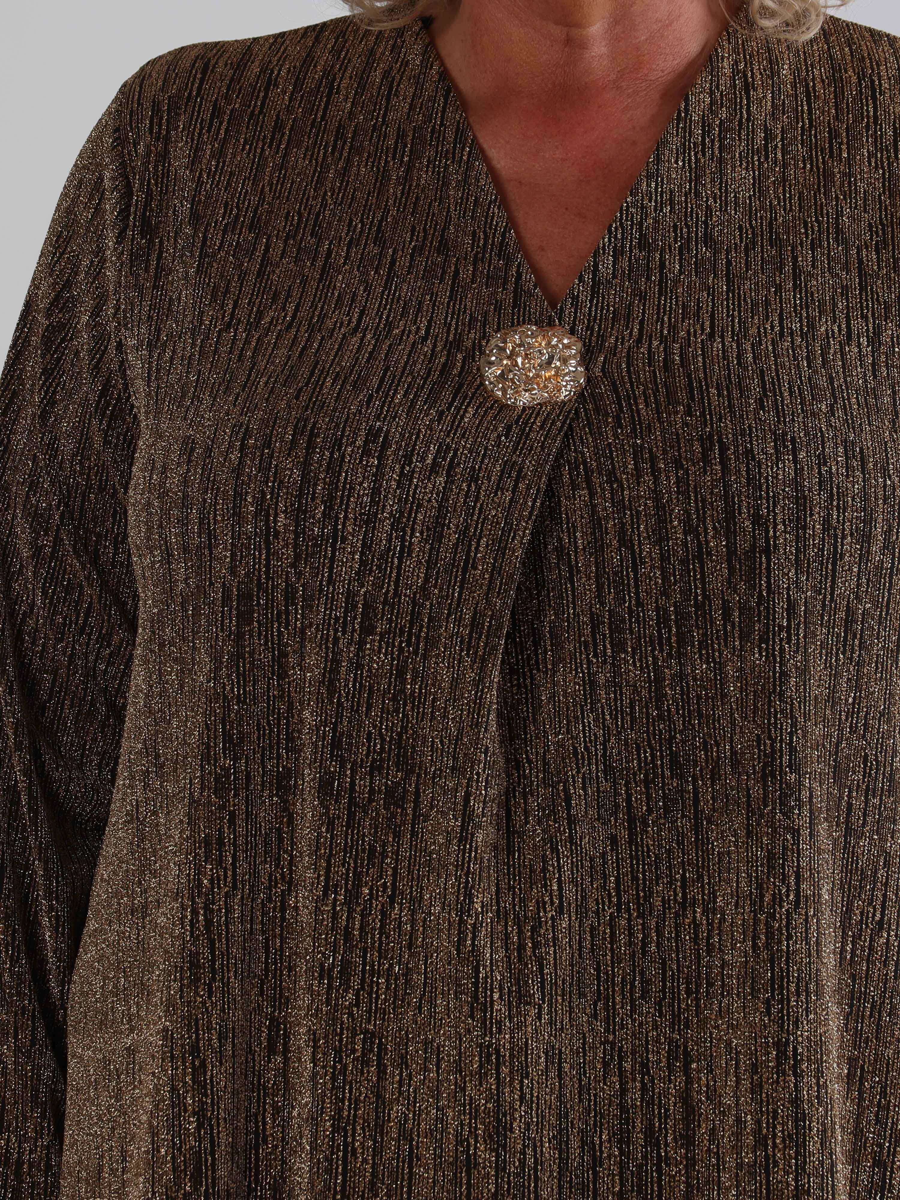 Noelia - Plus size klänning med glittertråd och guldbrosch