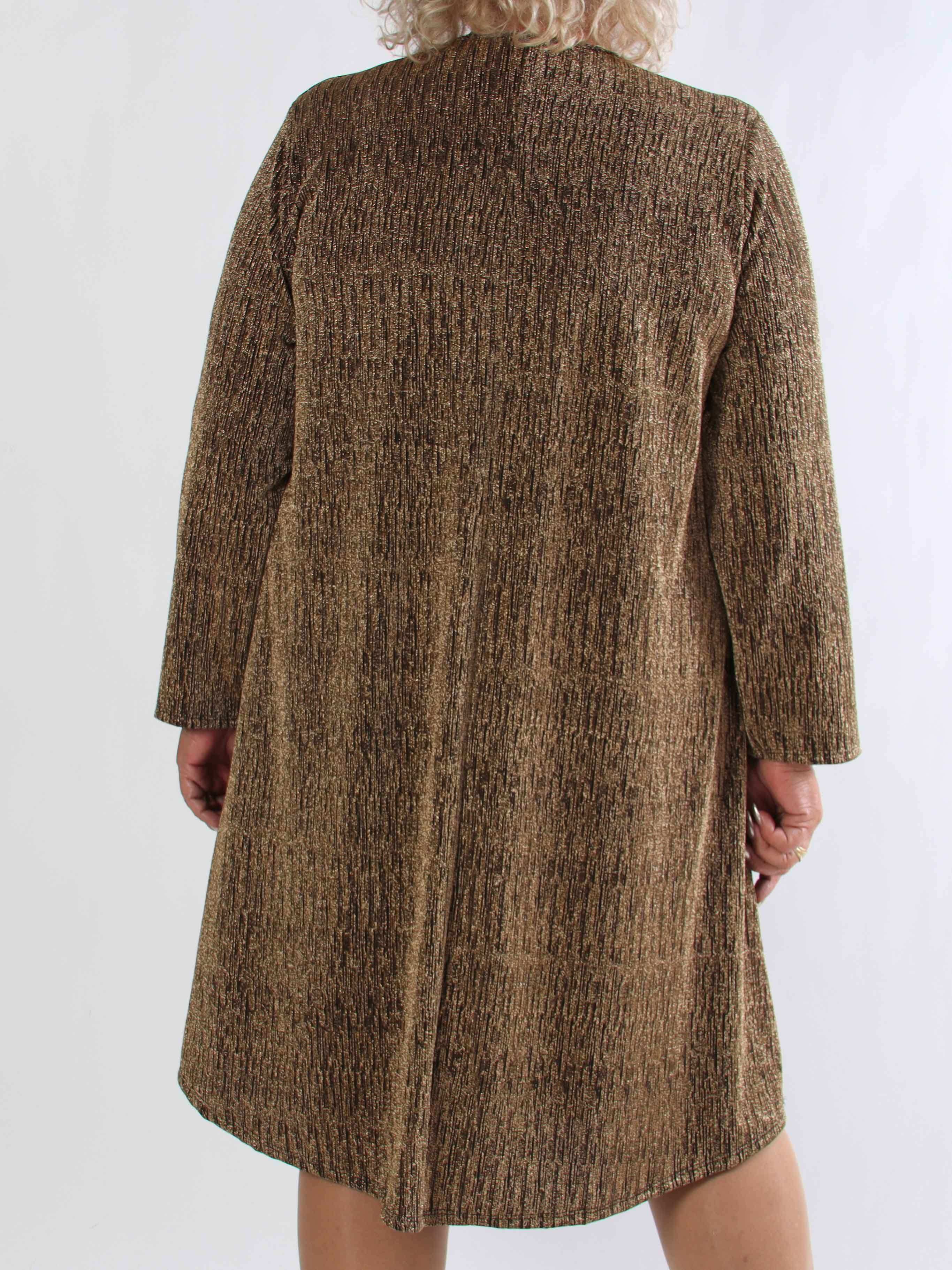 Noelia - Plus size klänning med glittertråd och guldbrosch