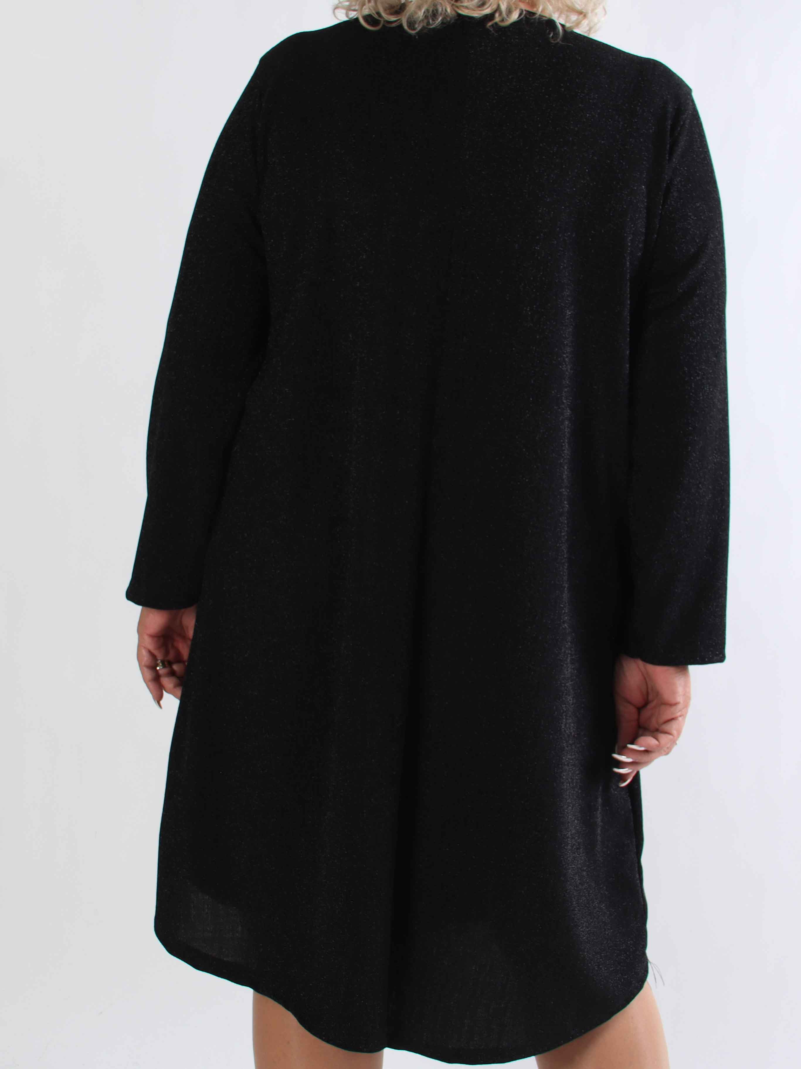 Noelia - Plus size klänning med glittertråd och guldbrosch