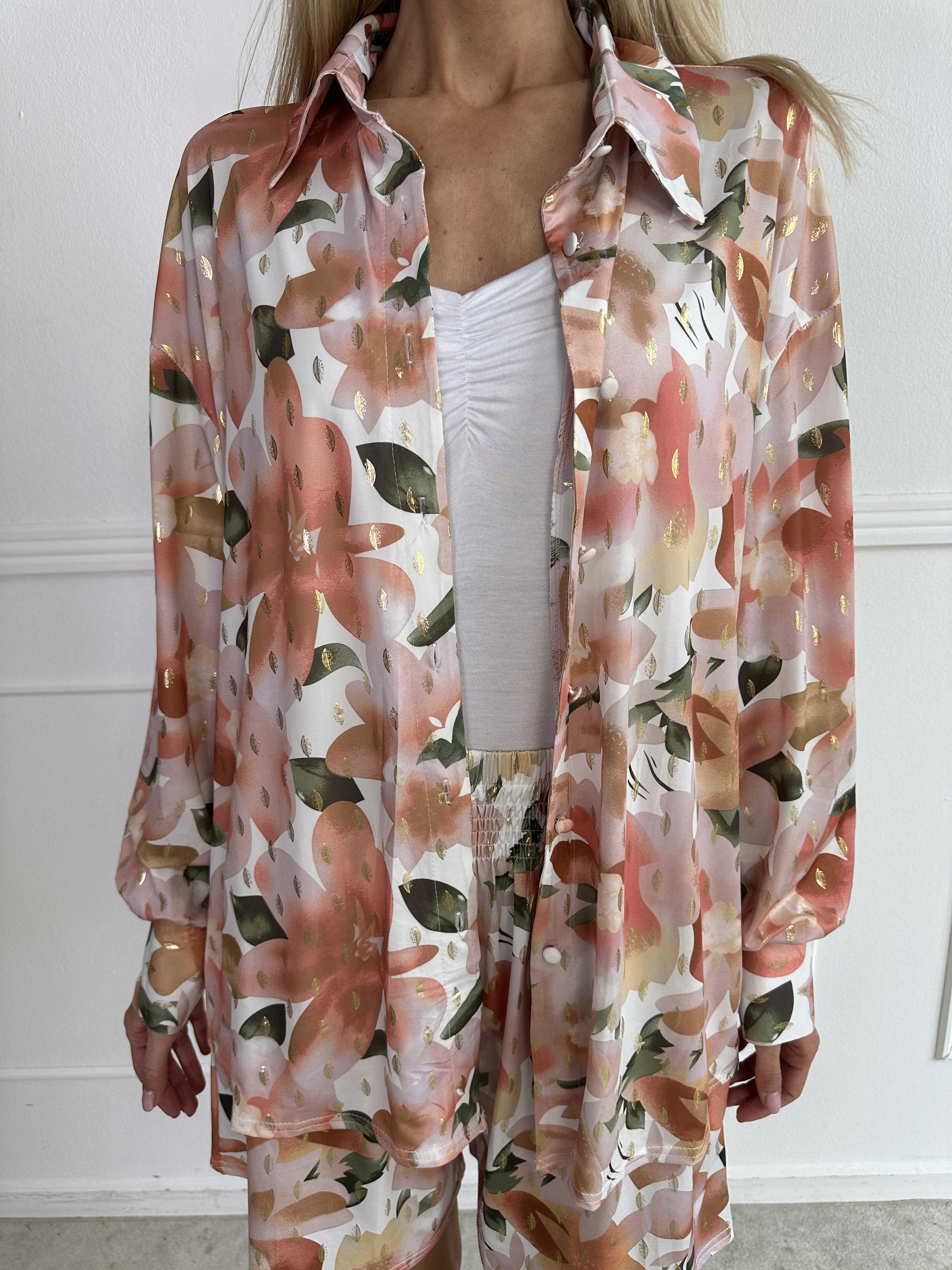 Pamy Sweet Flower - Skjorta i stretchigt blommigt tyg