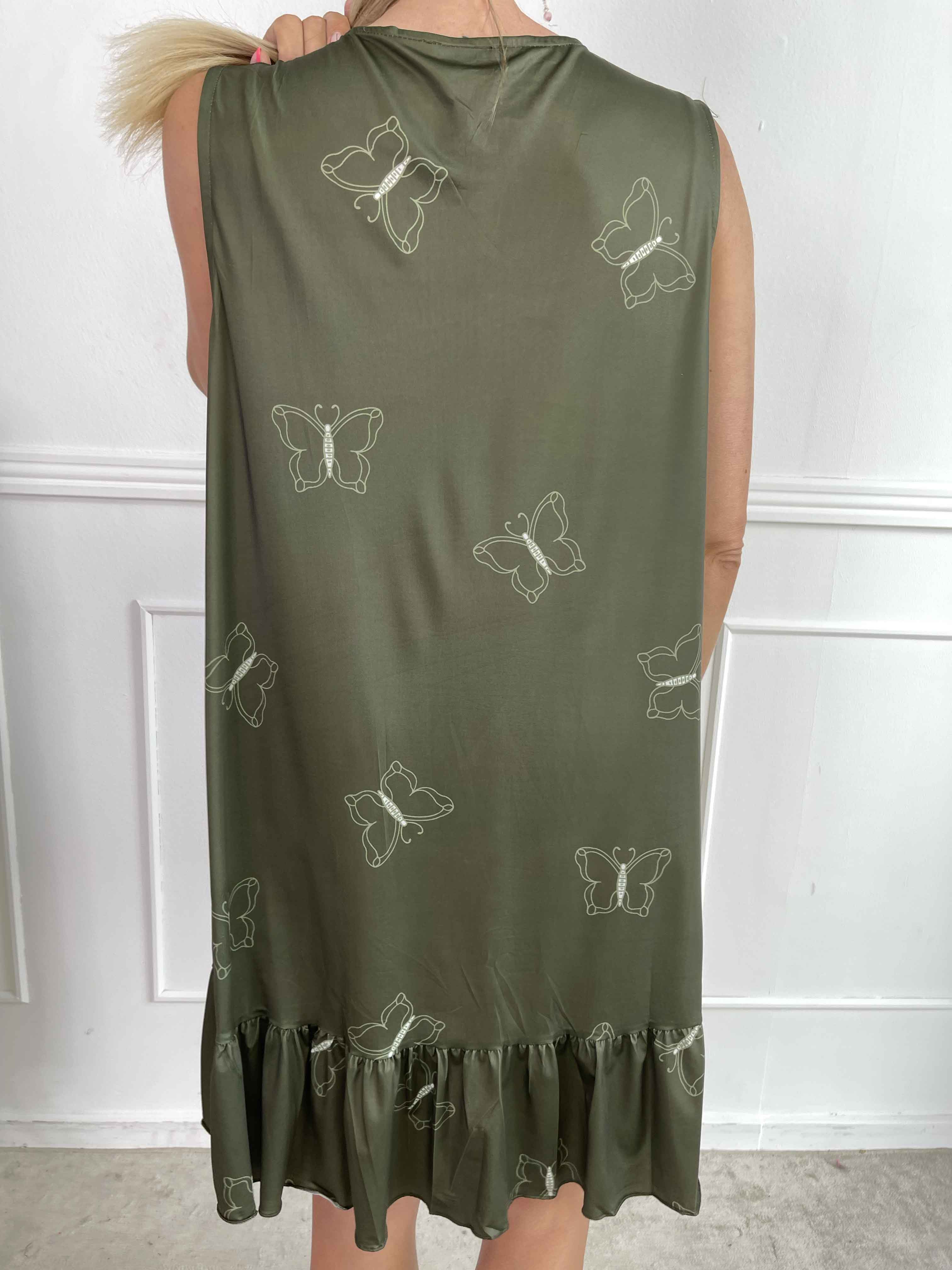 Aurelia - Sommarklänning med fjärilstryck och volangkant