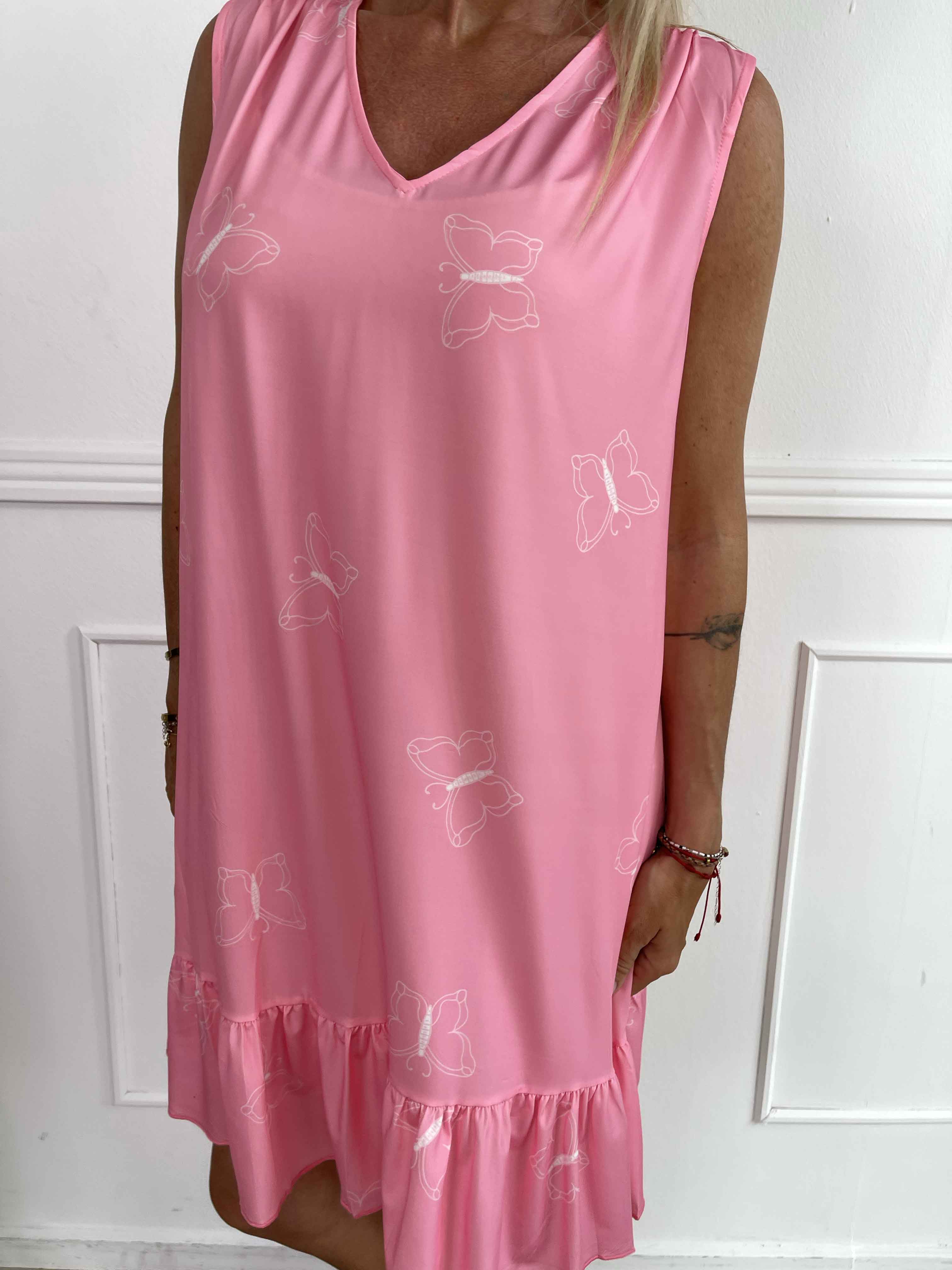 Aurelia - Sommarklänning med fjärilstryck och volangkant