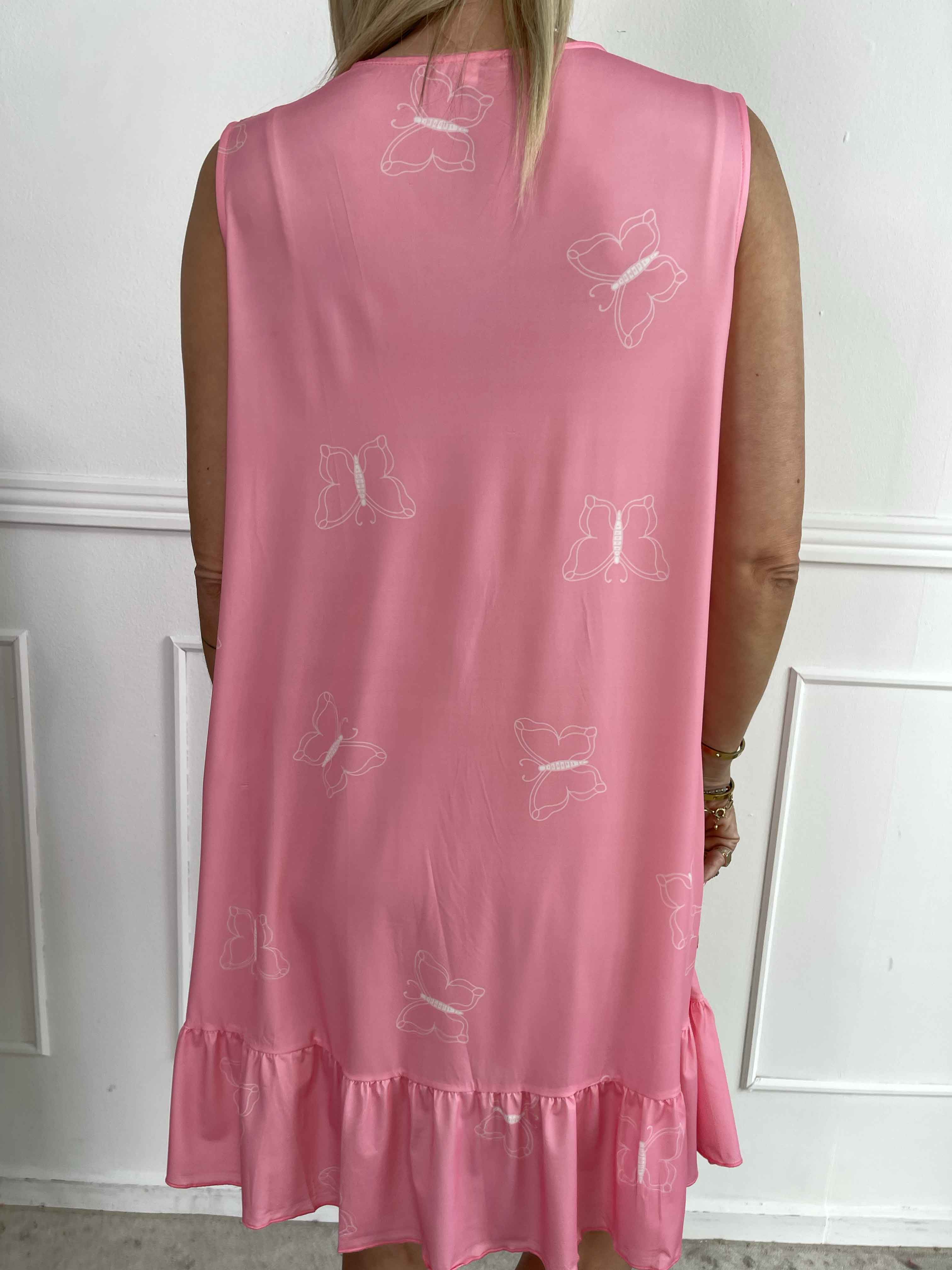 Aurelia - Sommarklänning med fjärilstryck och volangkant