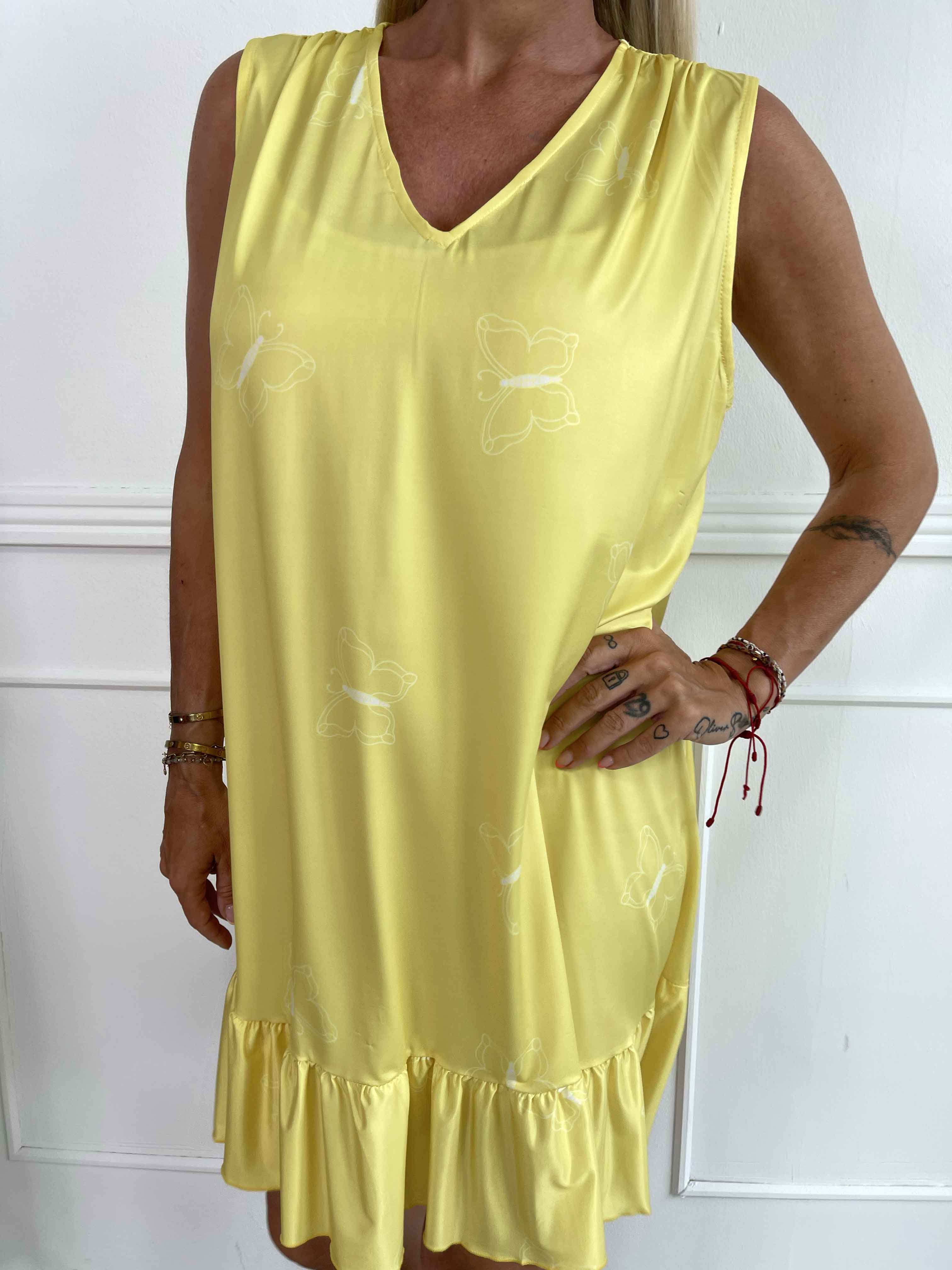 Aurelia - Sommarklänning med fjärilstryck och volangkant